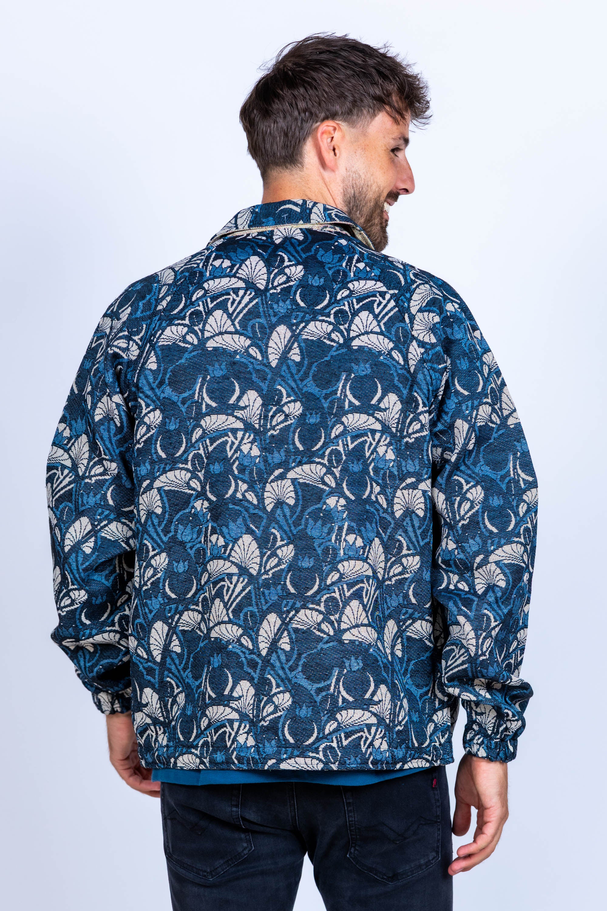 Jasje met bloemenprint - Marine