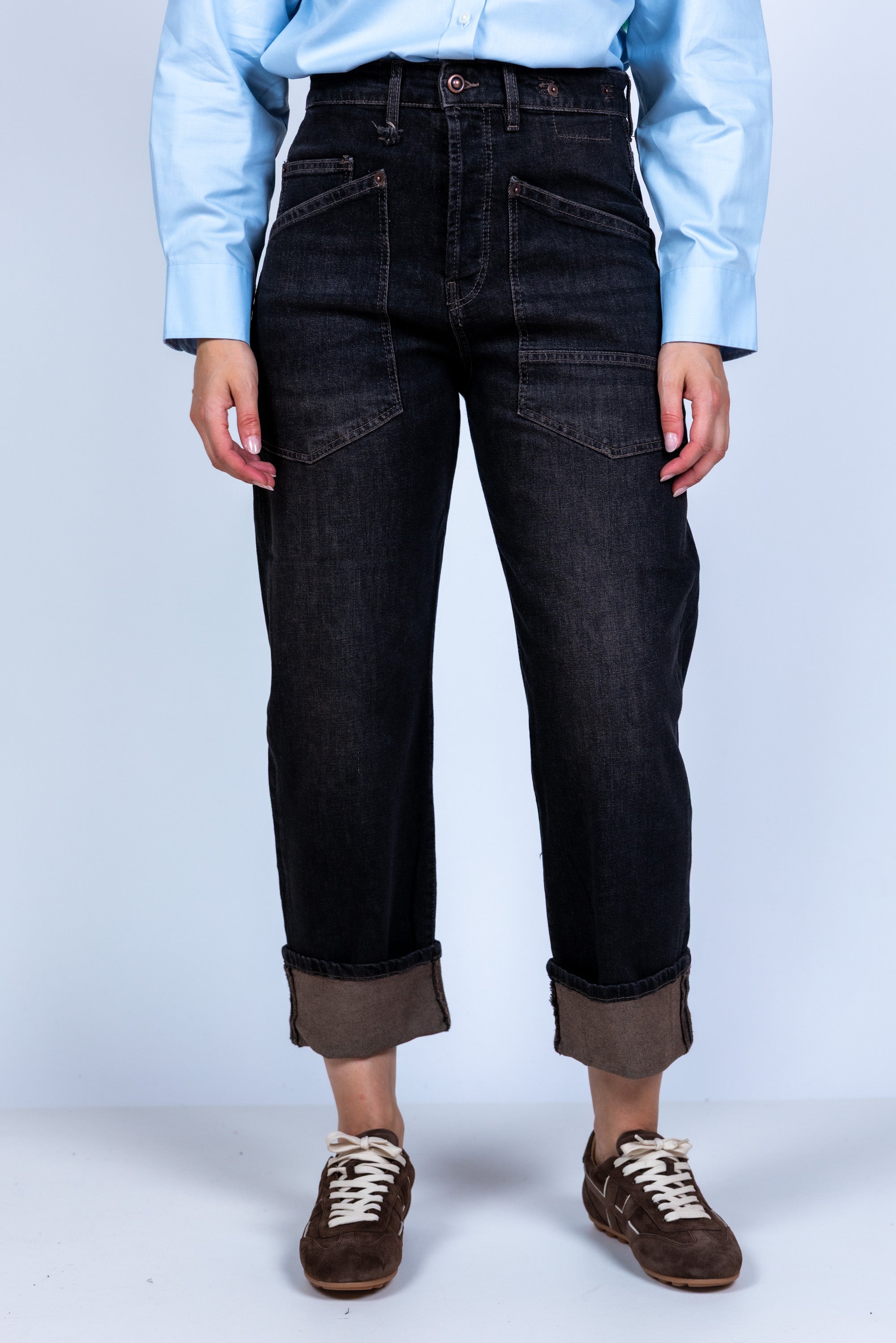 Jeans met zakken - Bruindenim