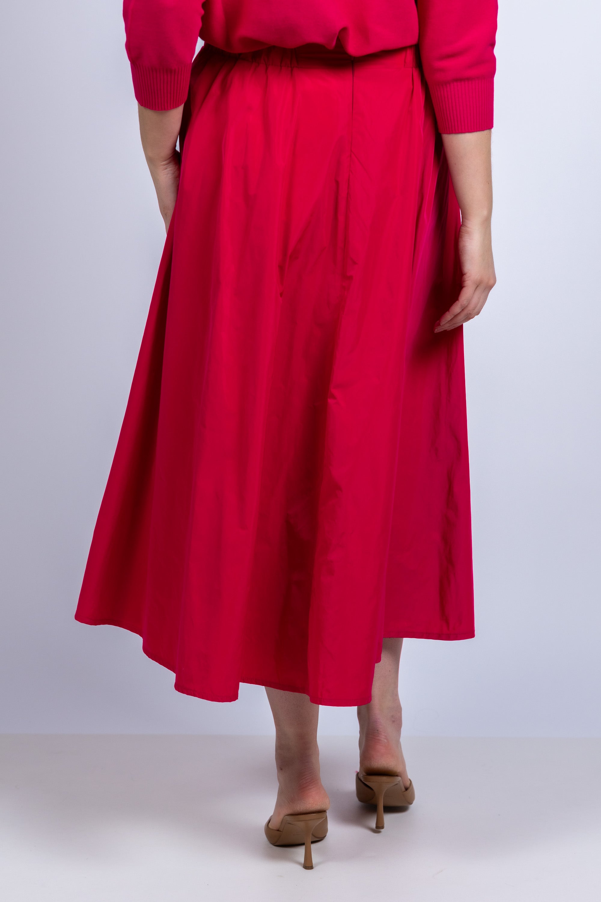 Rok met plooien - Framboos