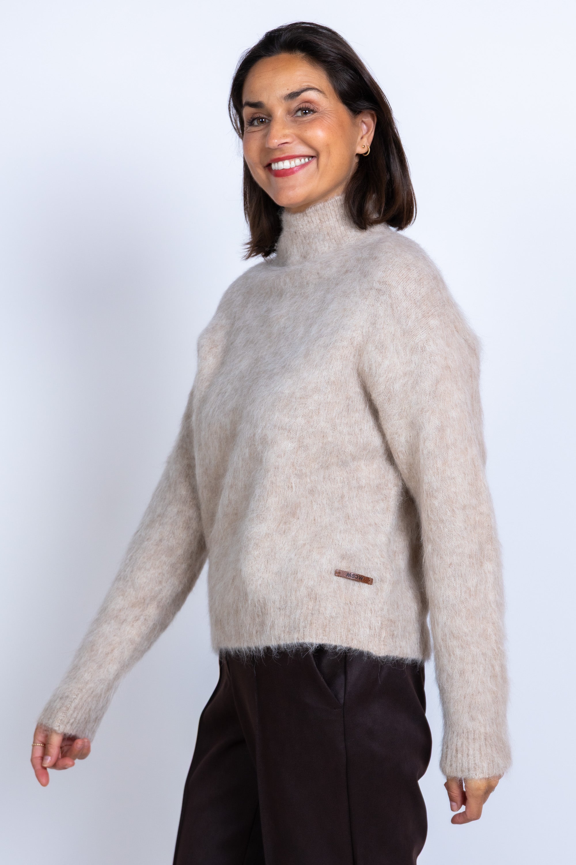 Trui met col - Licht taupe