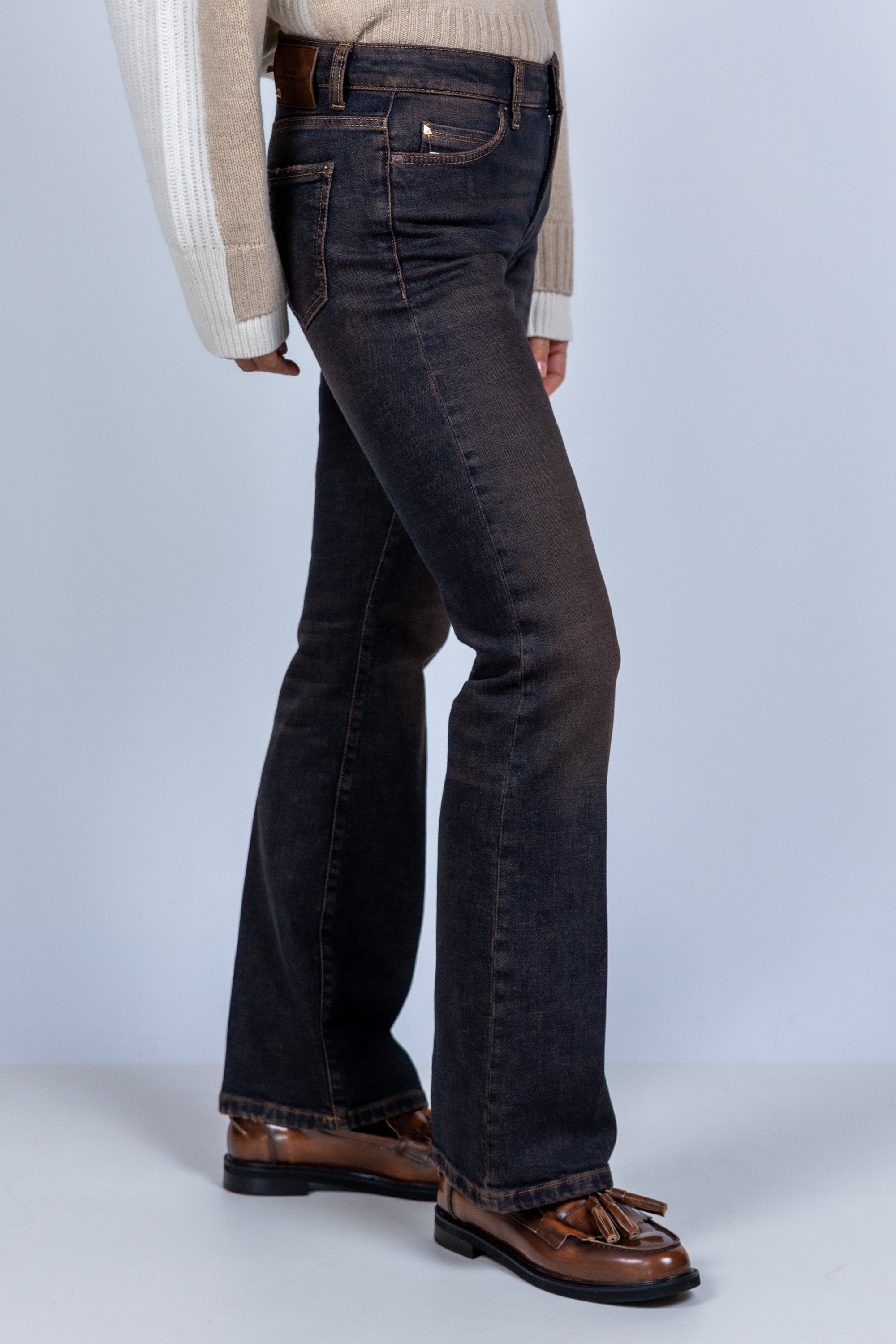 Jeans met rechte pijpen - Bruindenim