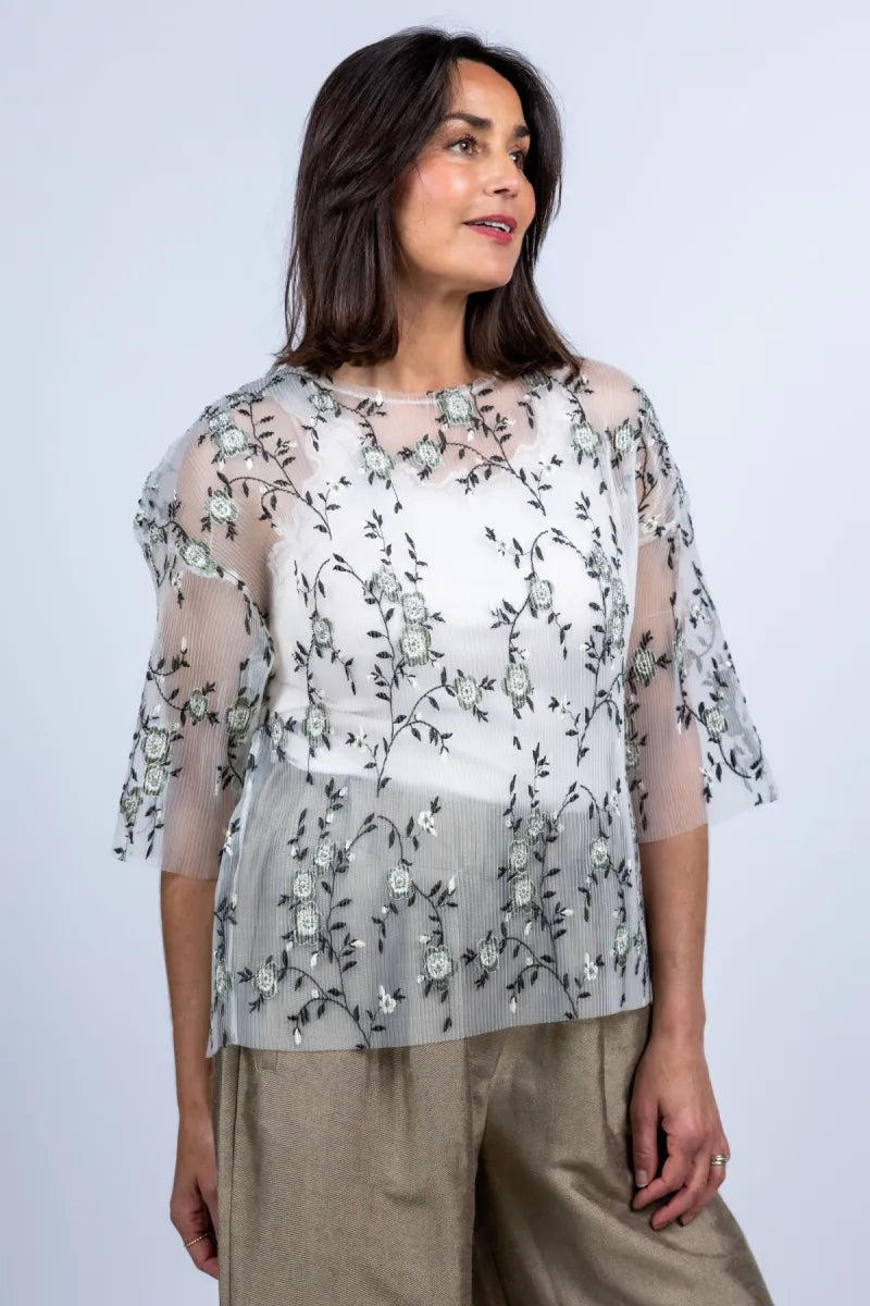 MUNTHE MUNTHE BALTAZAR Blouse met borduursel - Ecru