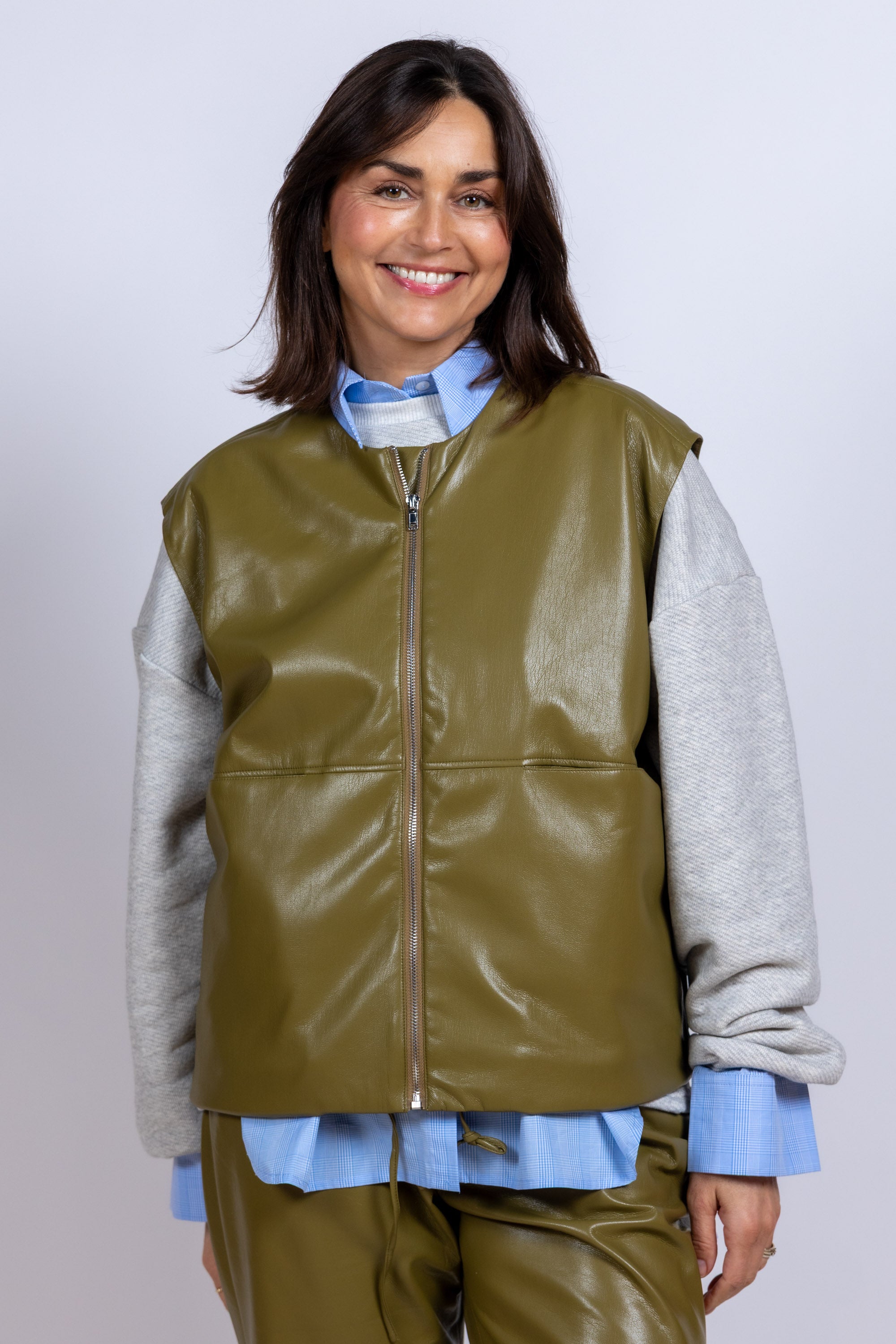 Gilet met rits - Olijfgroen