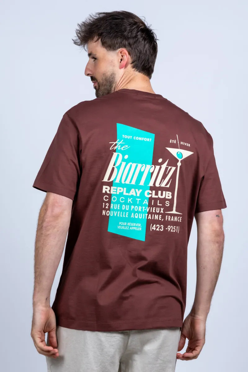 REPLAY H REPLAY H M337400023608P T-shirt met print - Bruin