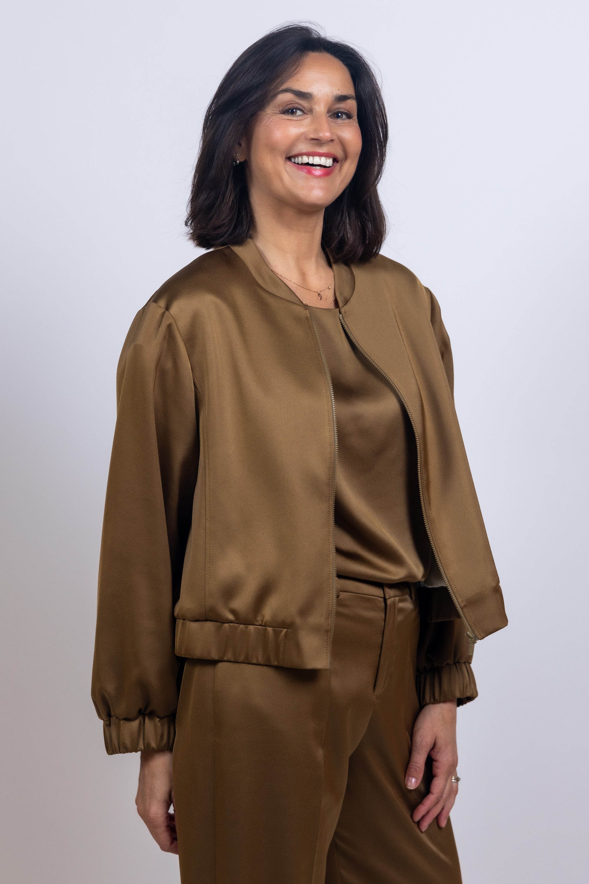 Jasje met rits - Bronsbruin