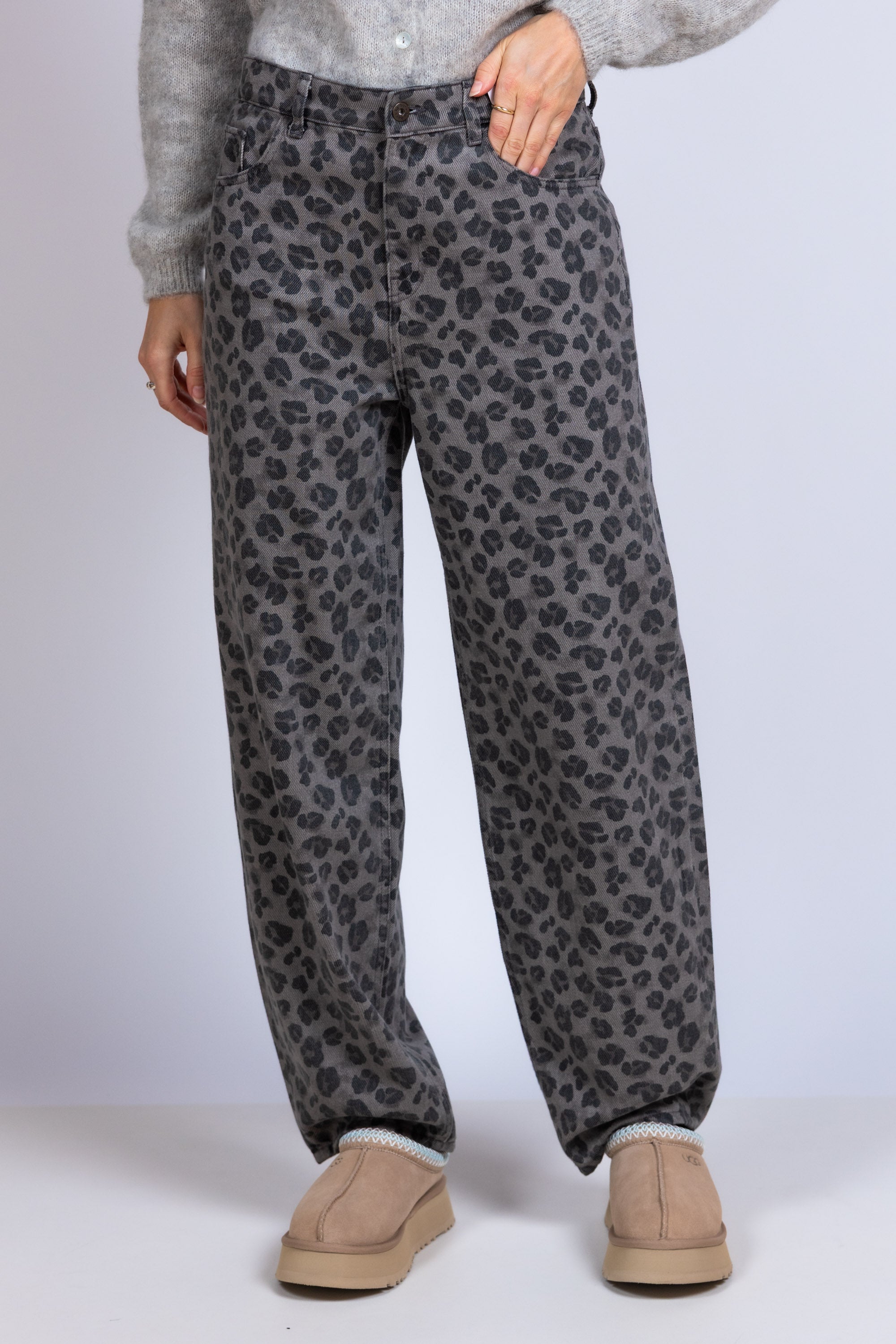 Ballonbroek met print - Lichtgrijs