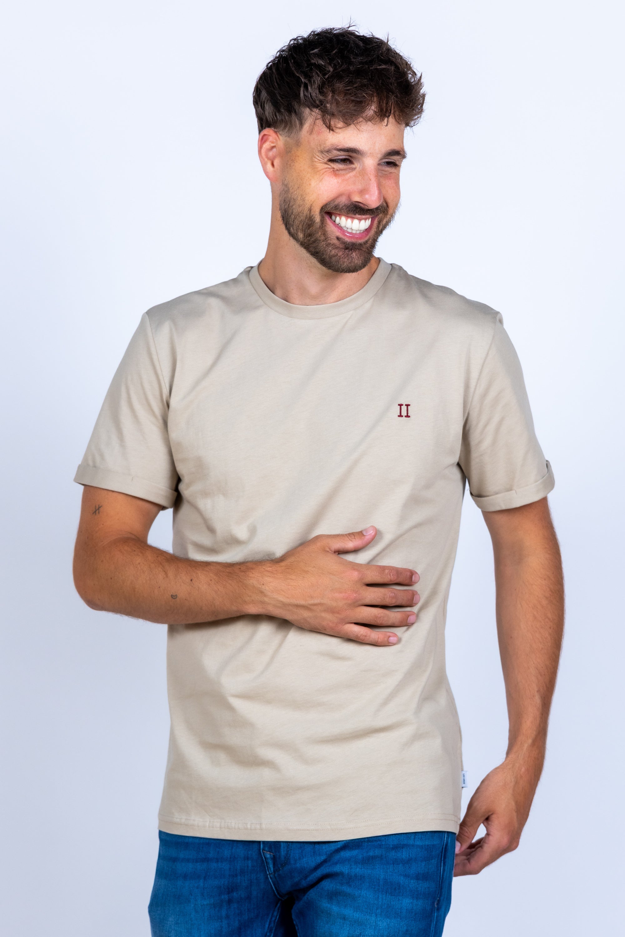 T-shirt met ronde hals - Zand