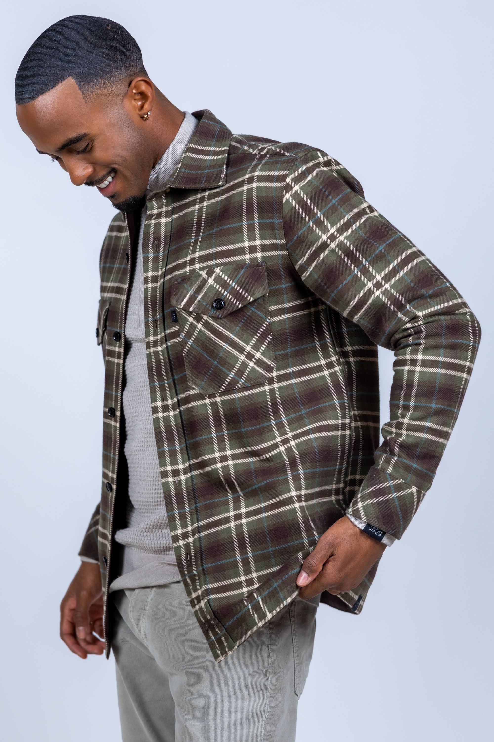 Shirt met ruit - Olijfgroen