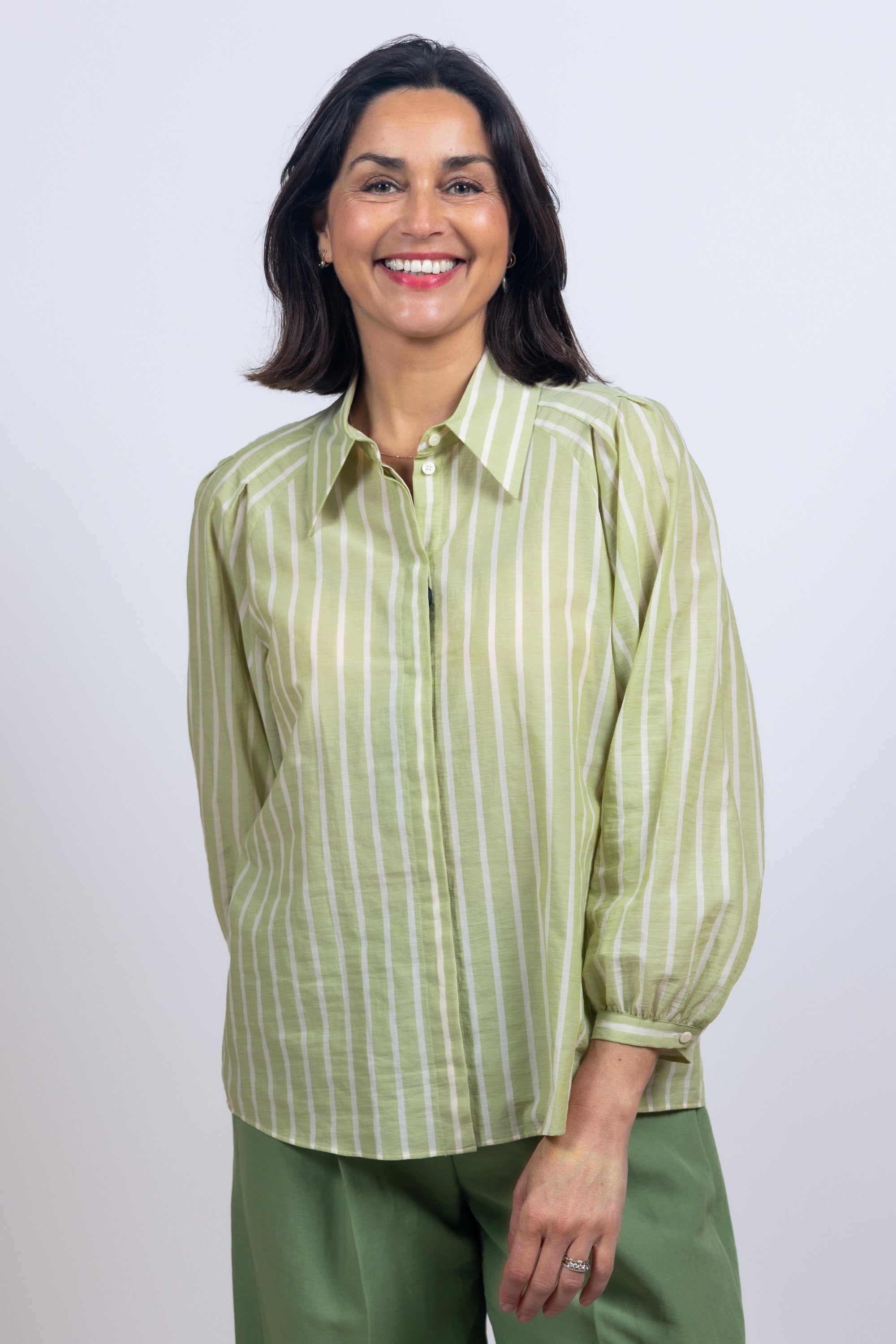 Blouse met strepen - Appelgroen