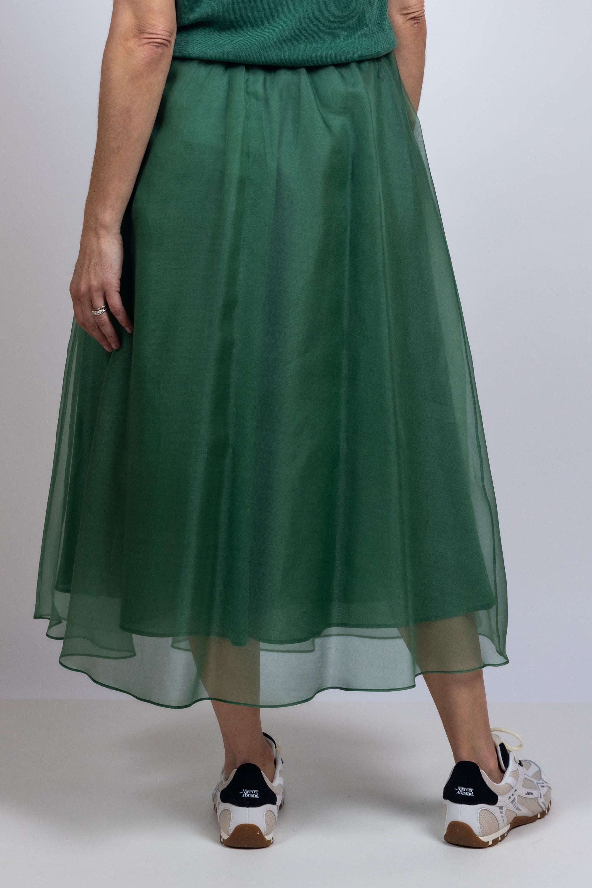 Rok met voile - Flessegroen