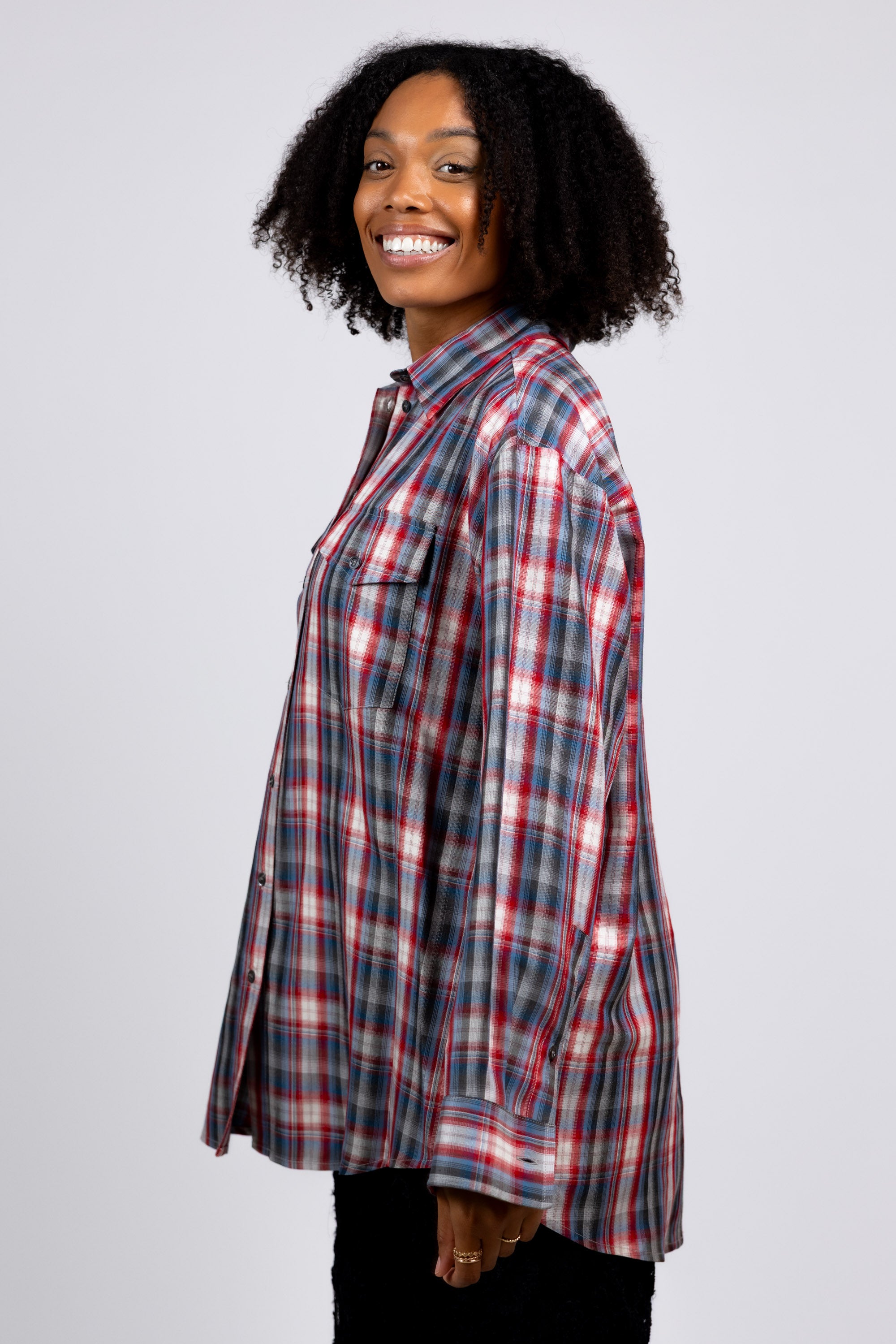 Blouse met ruitdessin - Rood