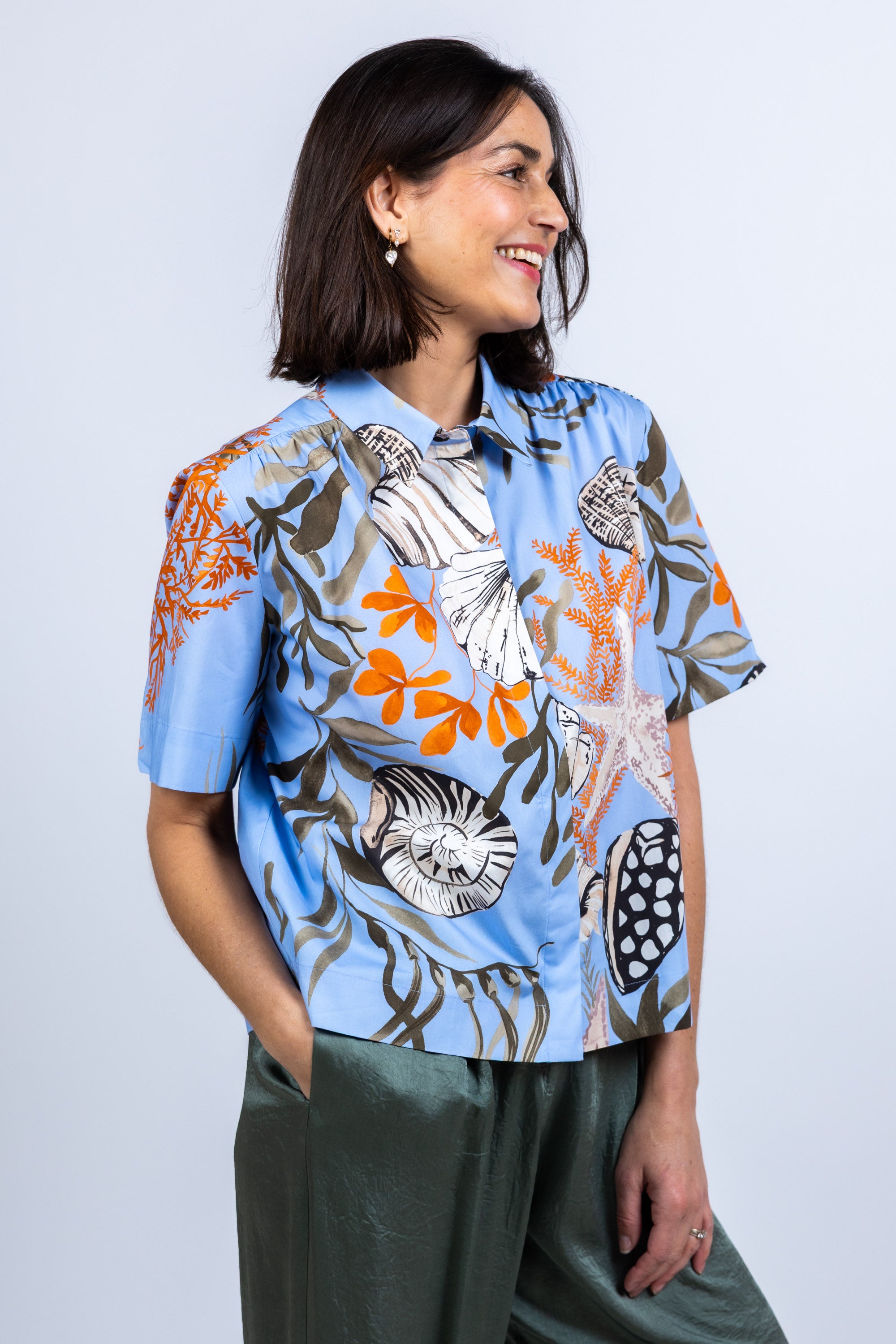 Blouse met print - Bleu