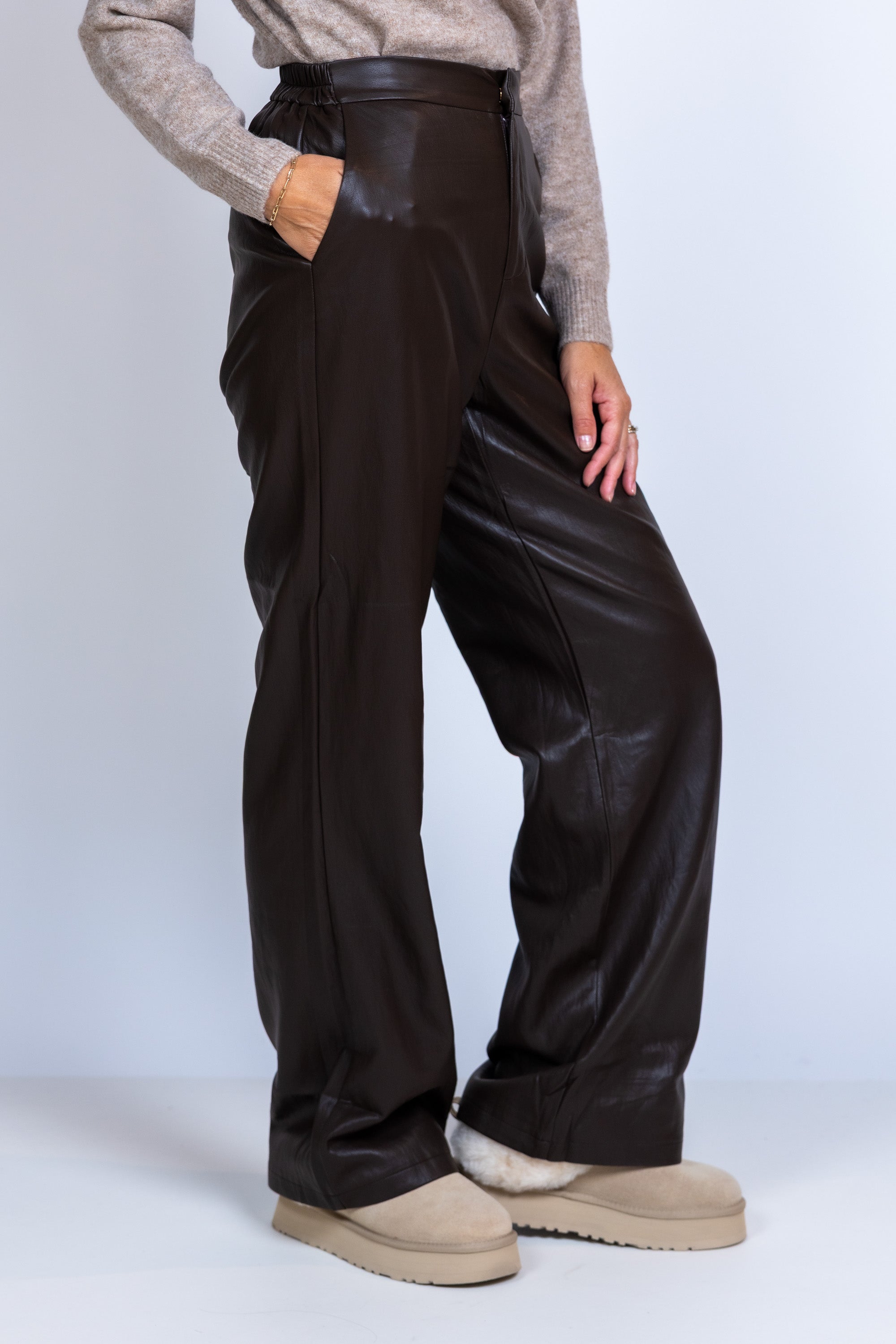 Broek met rechte pijpen - Bruin
