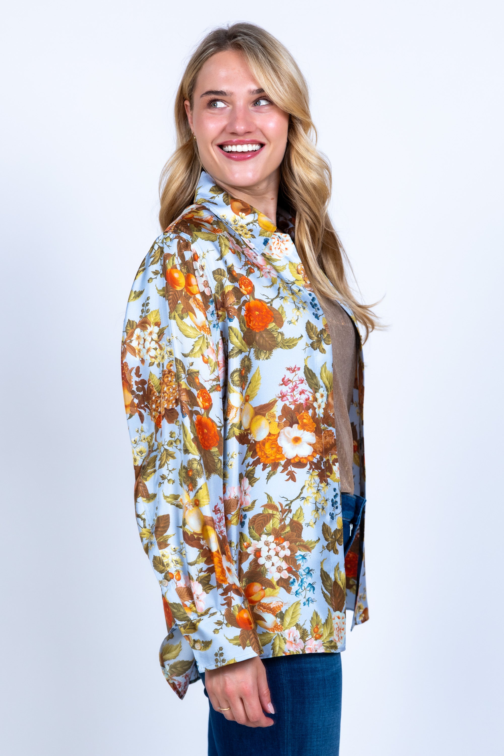Blouse met bloemenprint - Bleu
