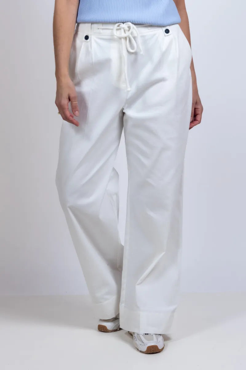 YAYA YAYA 01-301246-603 YAYA 01-301246-603 Wijde broek met koord - Wit