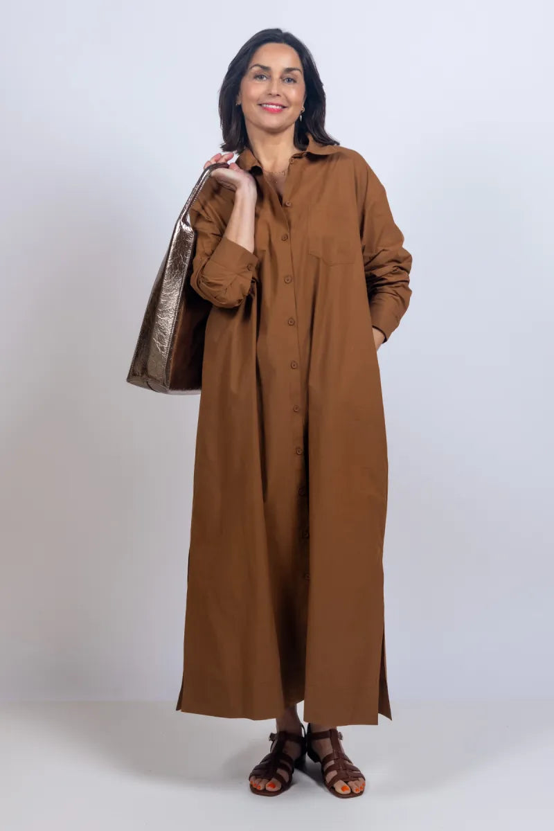 SUNCOO SUNCOO CAST SUNCOO CAST Maxi blousejurk - Cognac