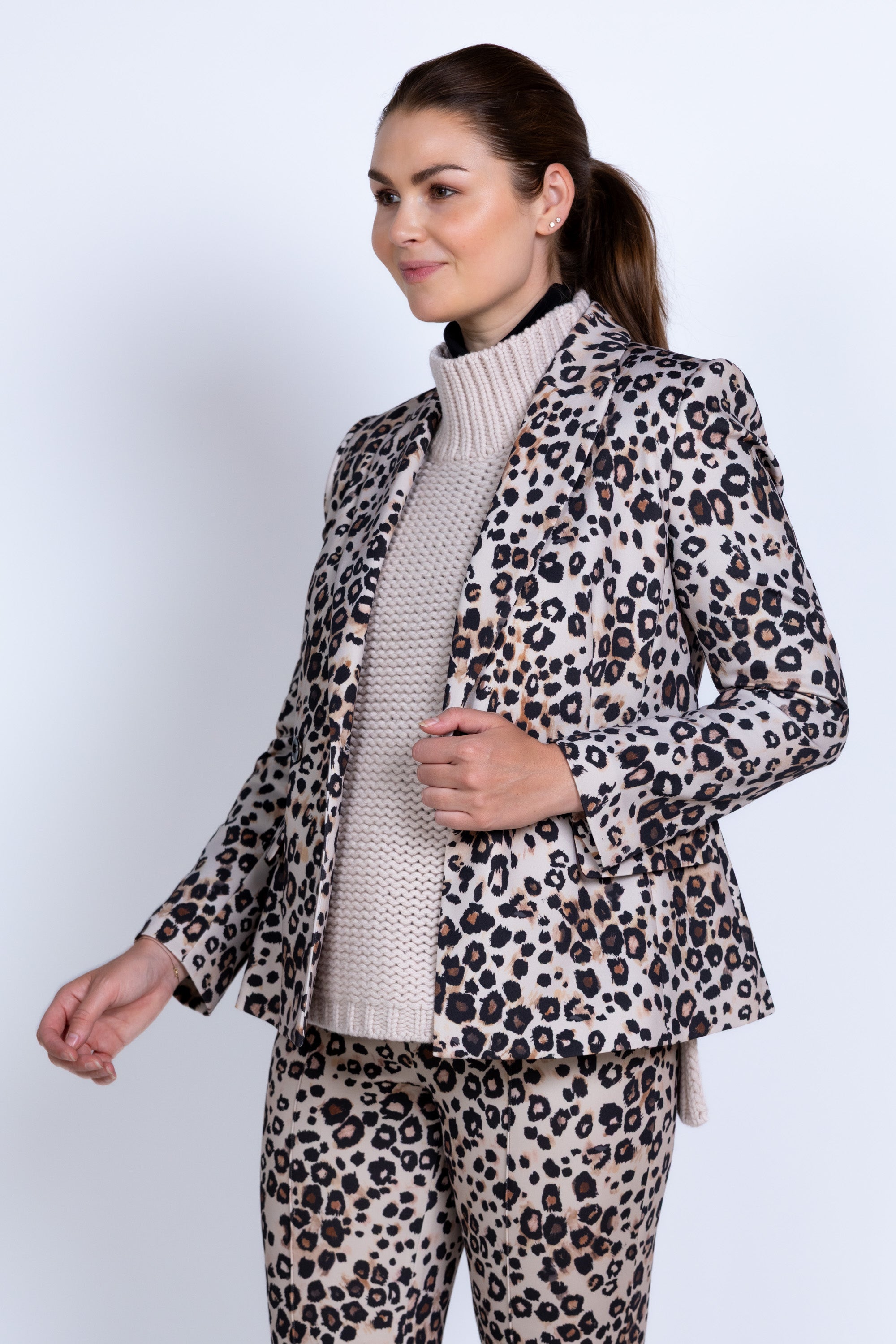 Blazer met print - Beige