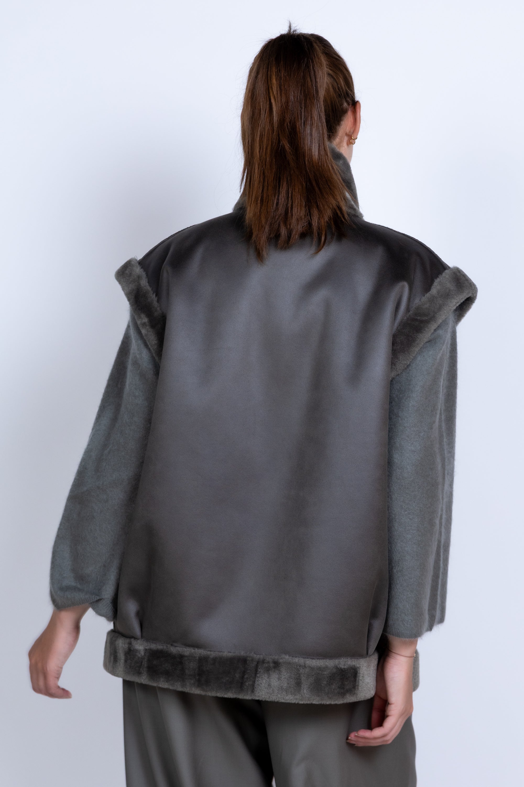 Gilet met rits - Grijs/groen