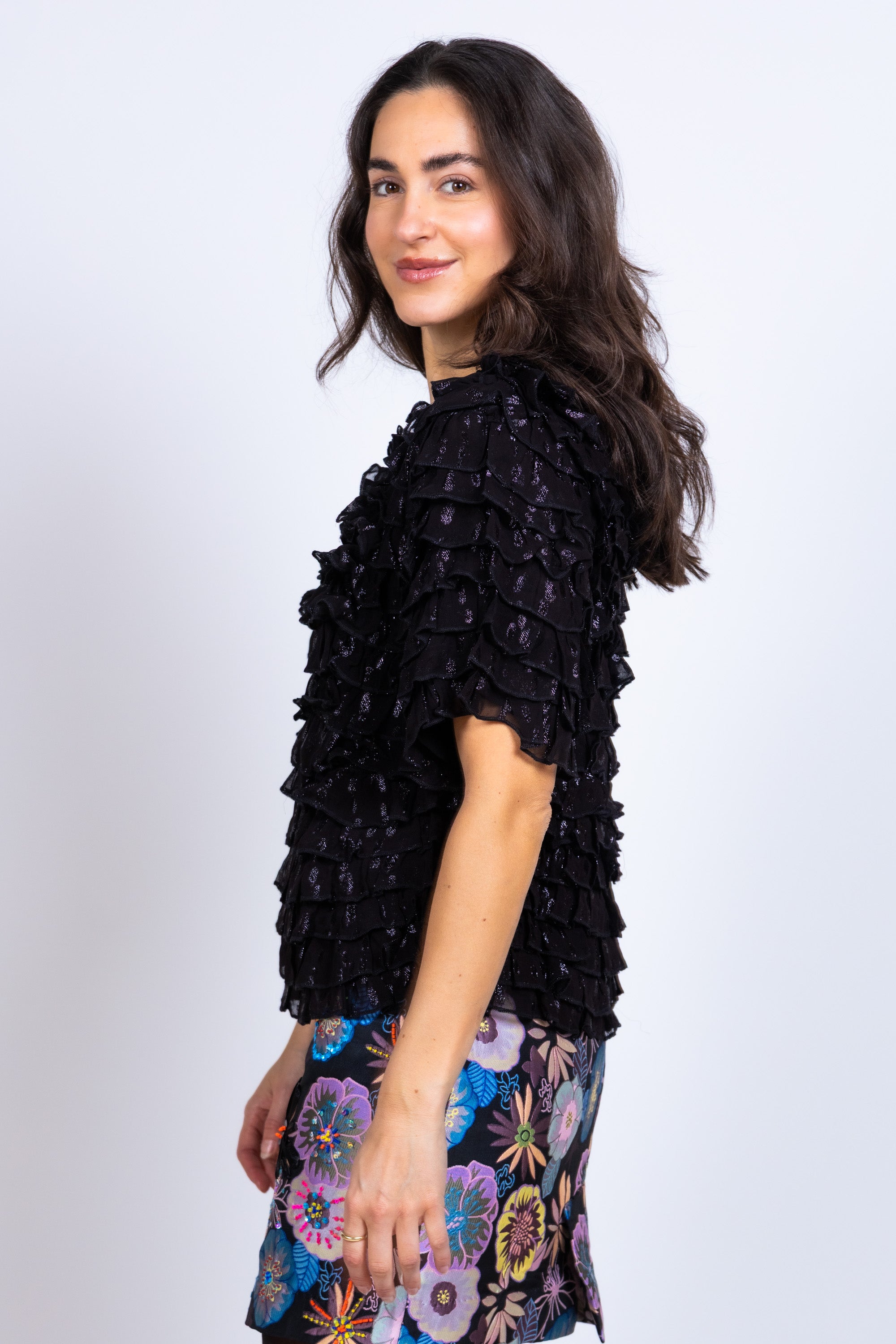 Blouse met ruches - Zwart