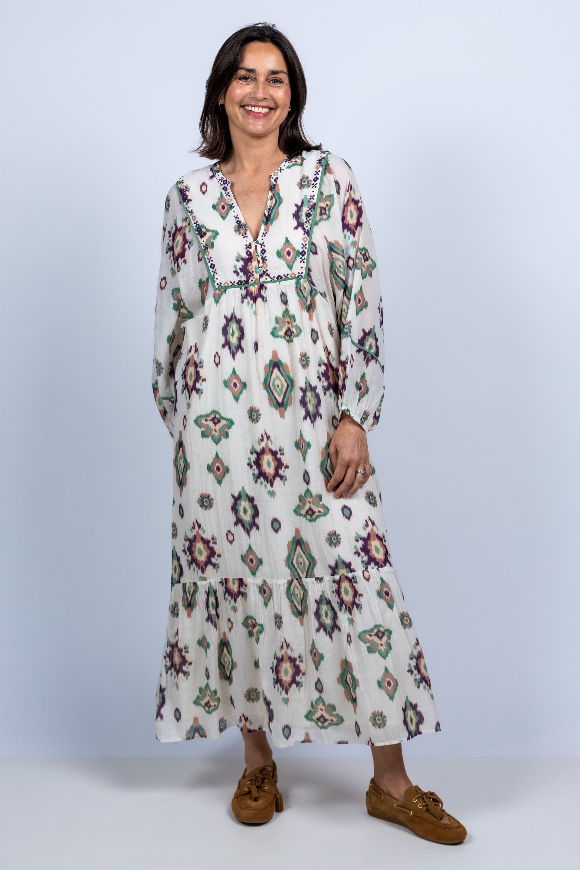 Jurk met print - Ecru