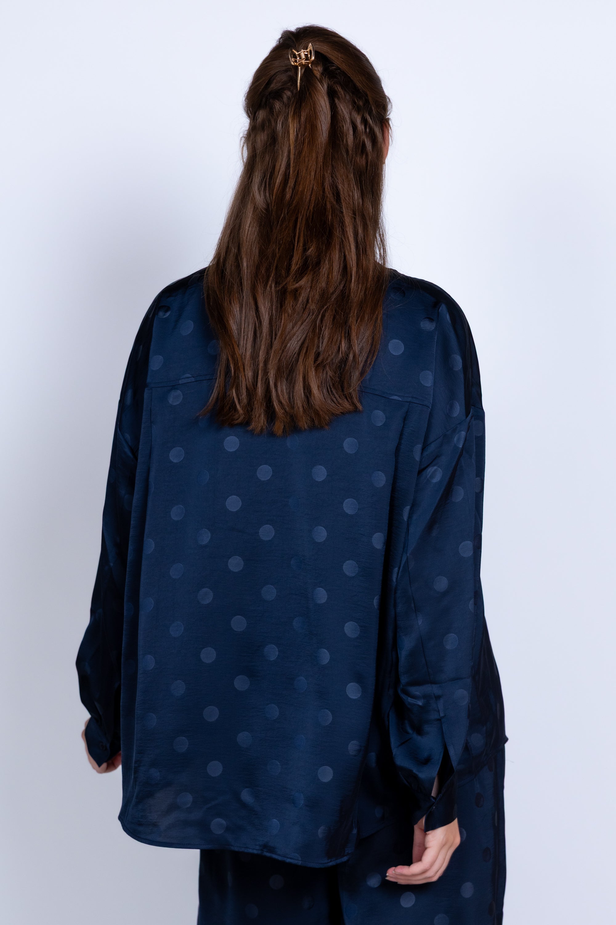 Blouse met stippen - Marine