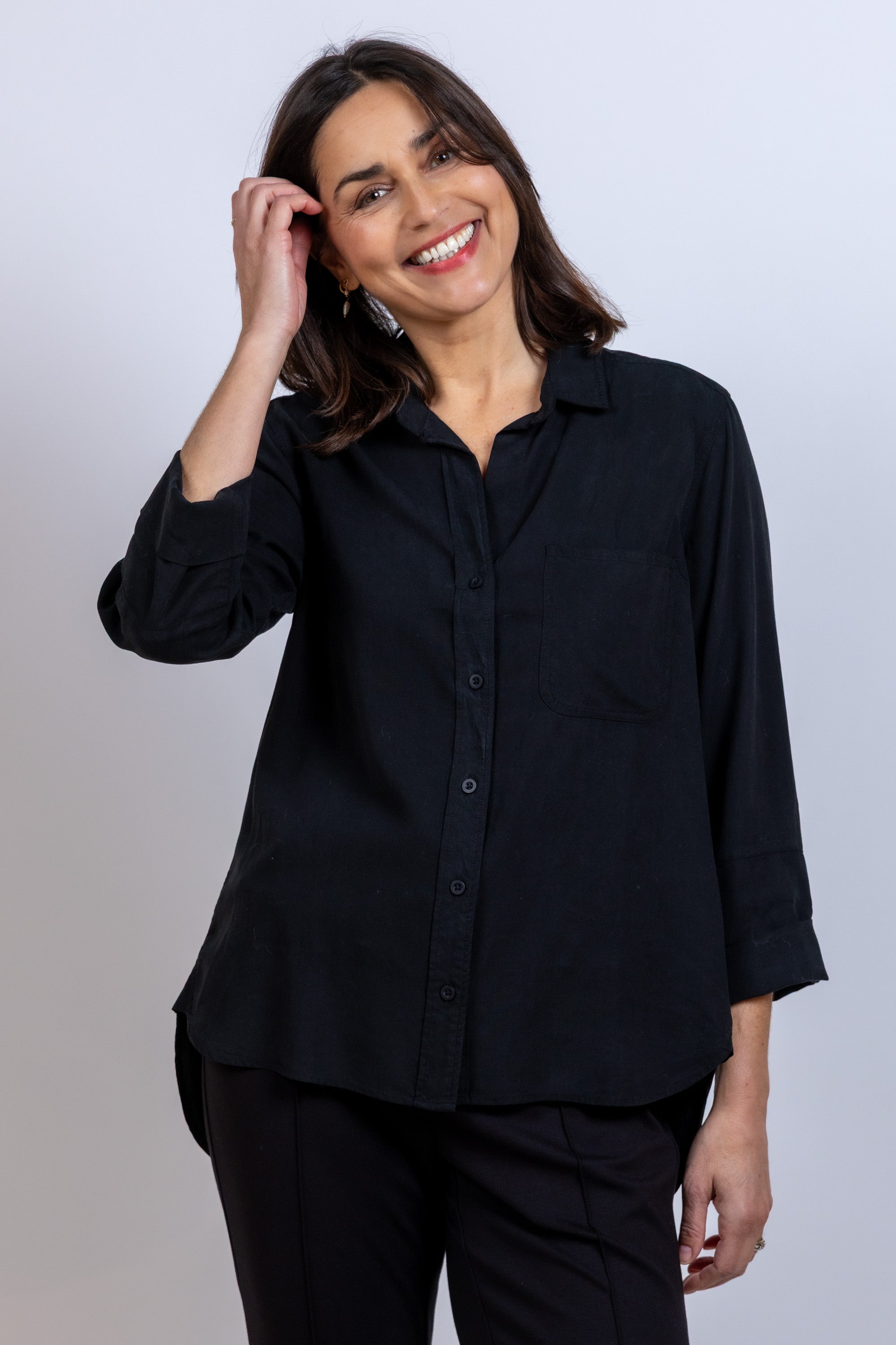 Blouse met knopen - Nearly black