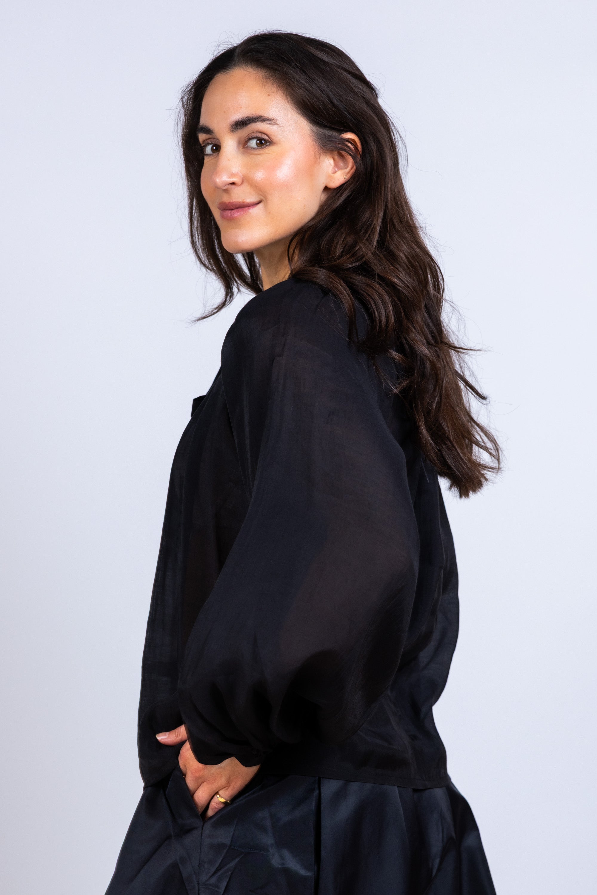 Blouse met strik - Zwart