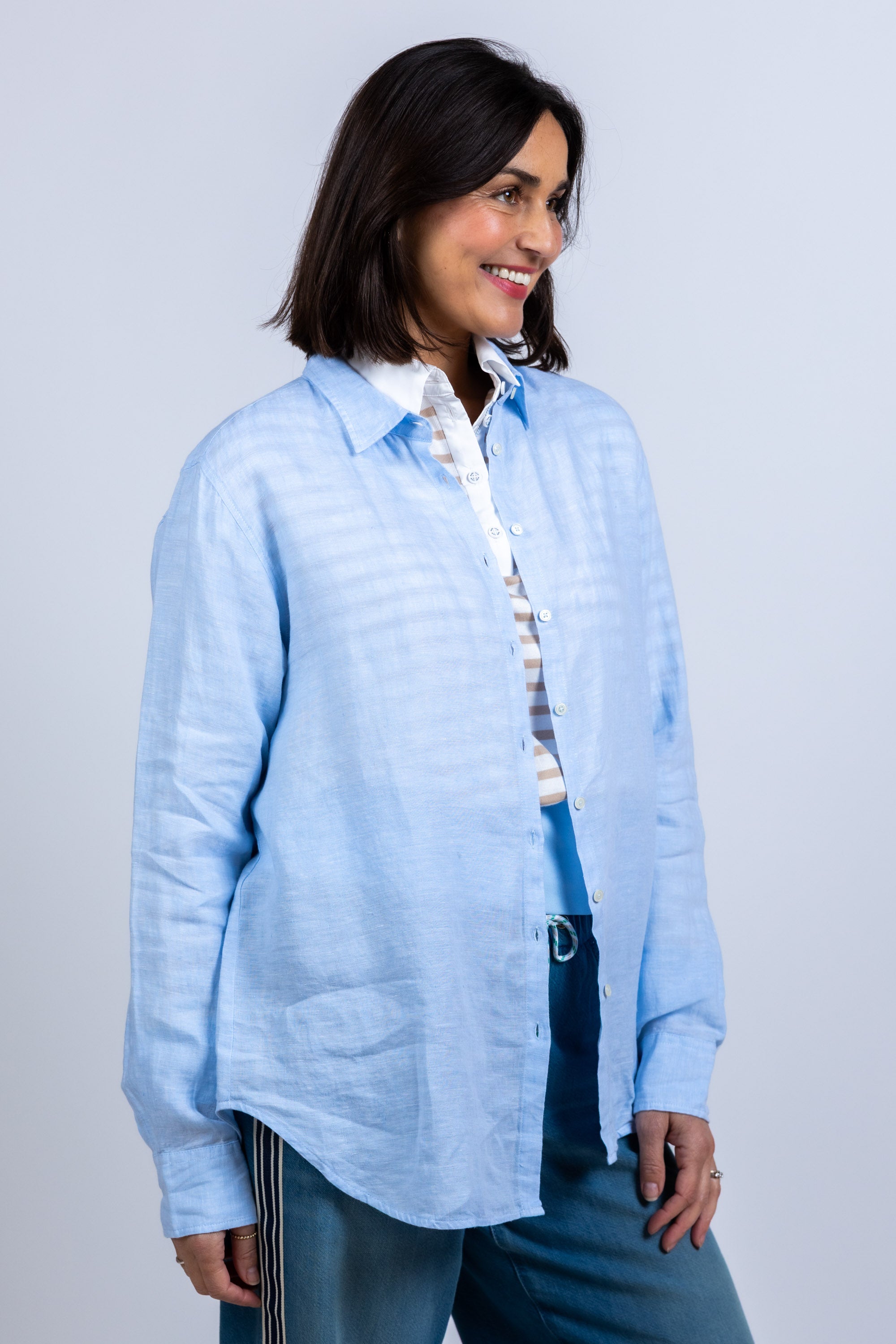 Blouse met knopen - Bleu