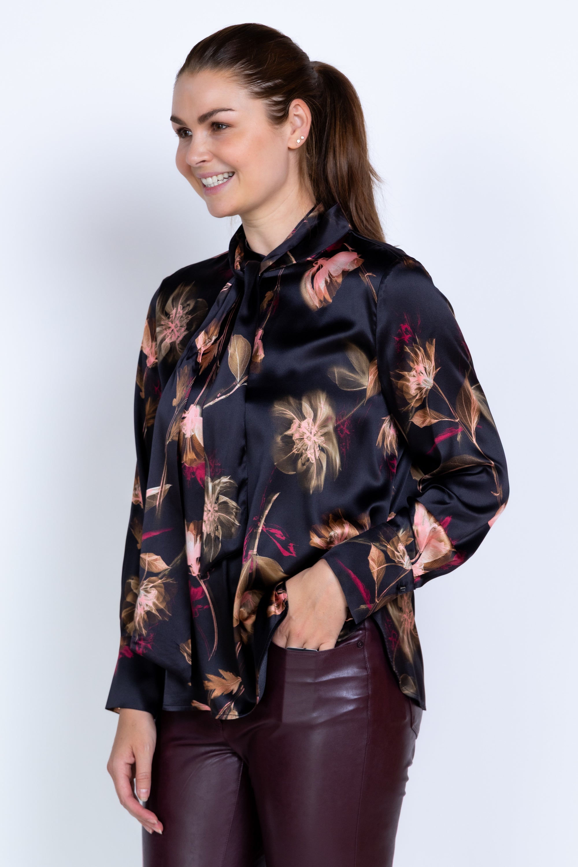 Blouse met strik - Zwart