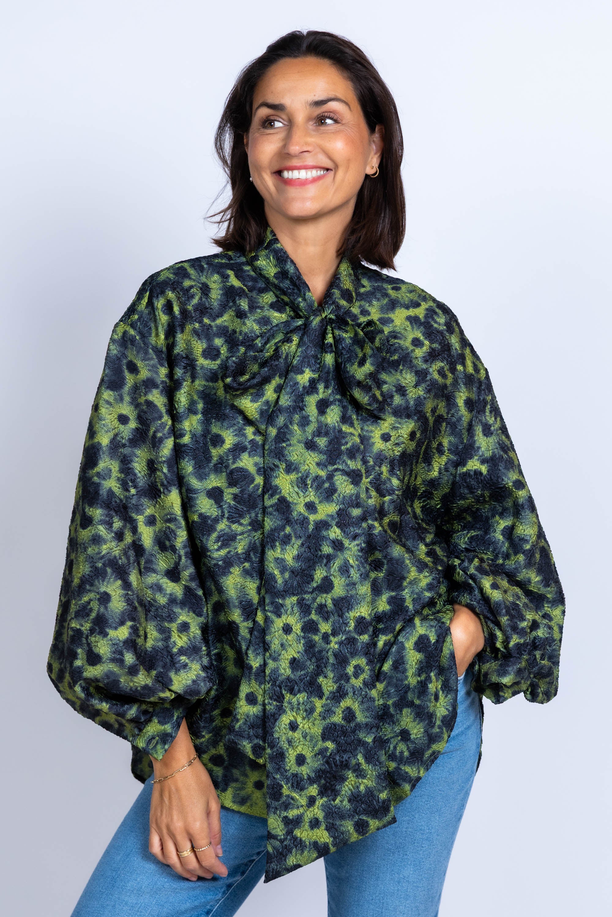 Blouse met strik - Appelgroen