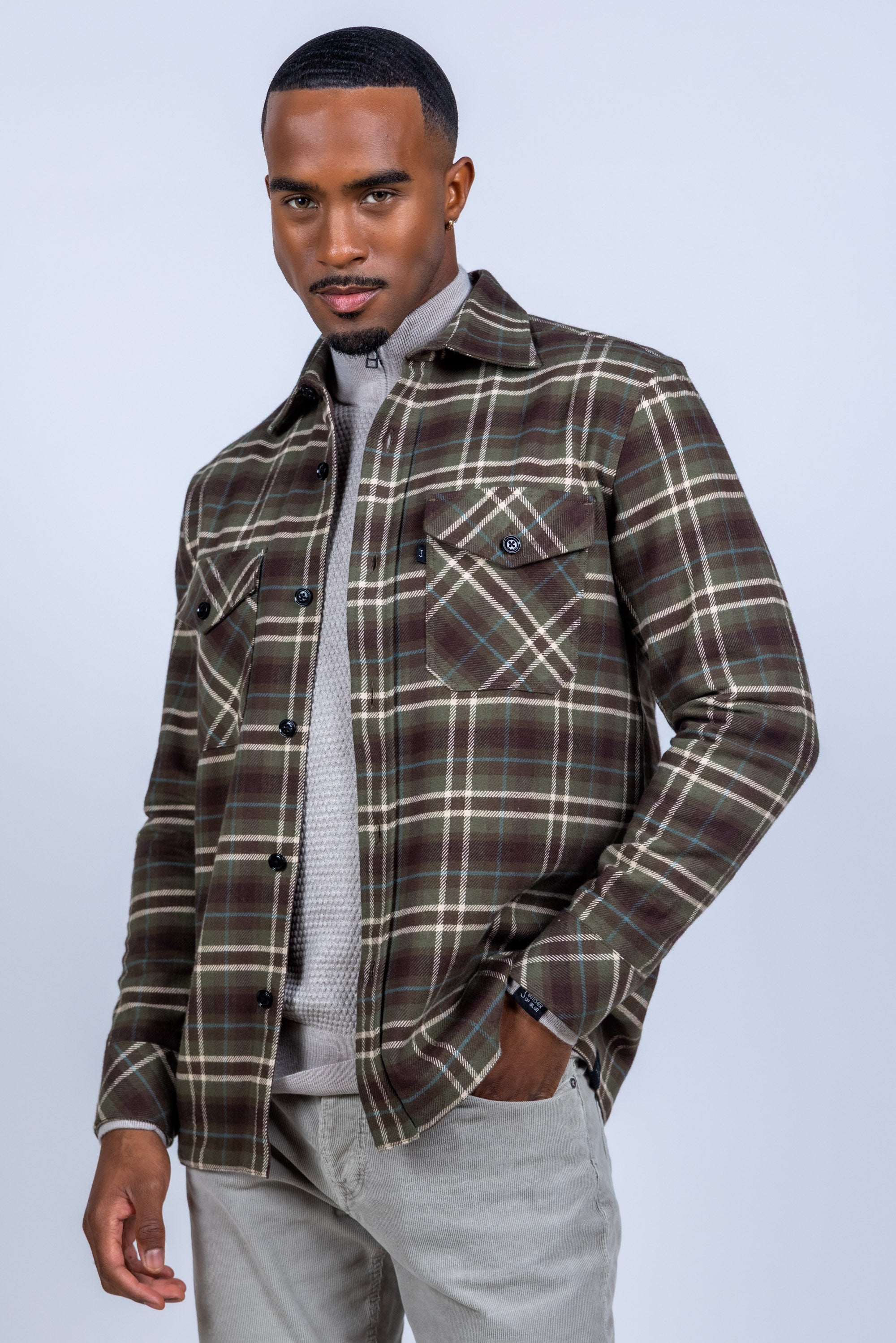 Shirt met ruit - Olijfgroen