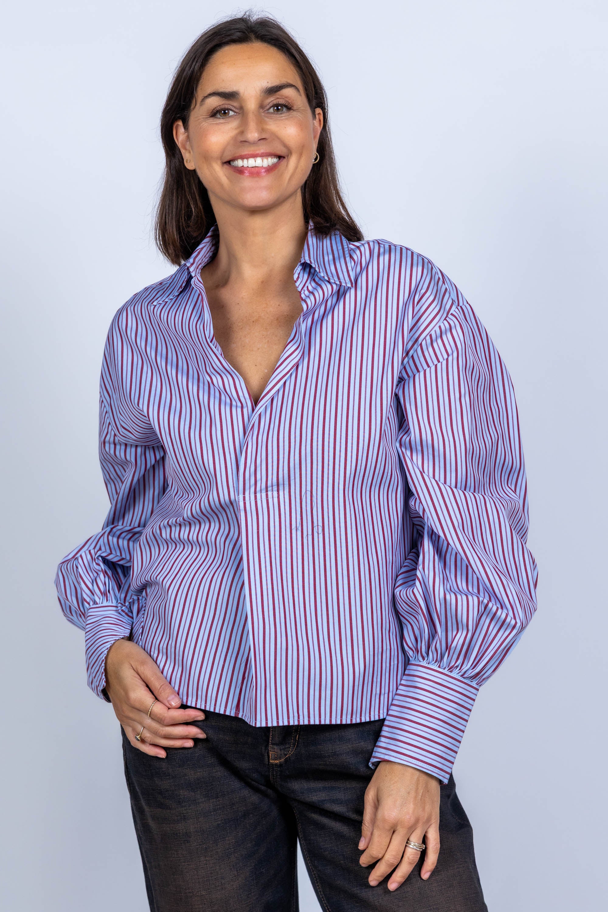 Blouse met strepen - Bleu