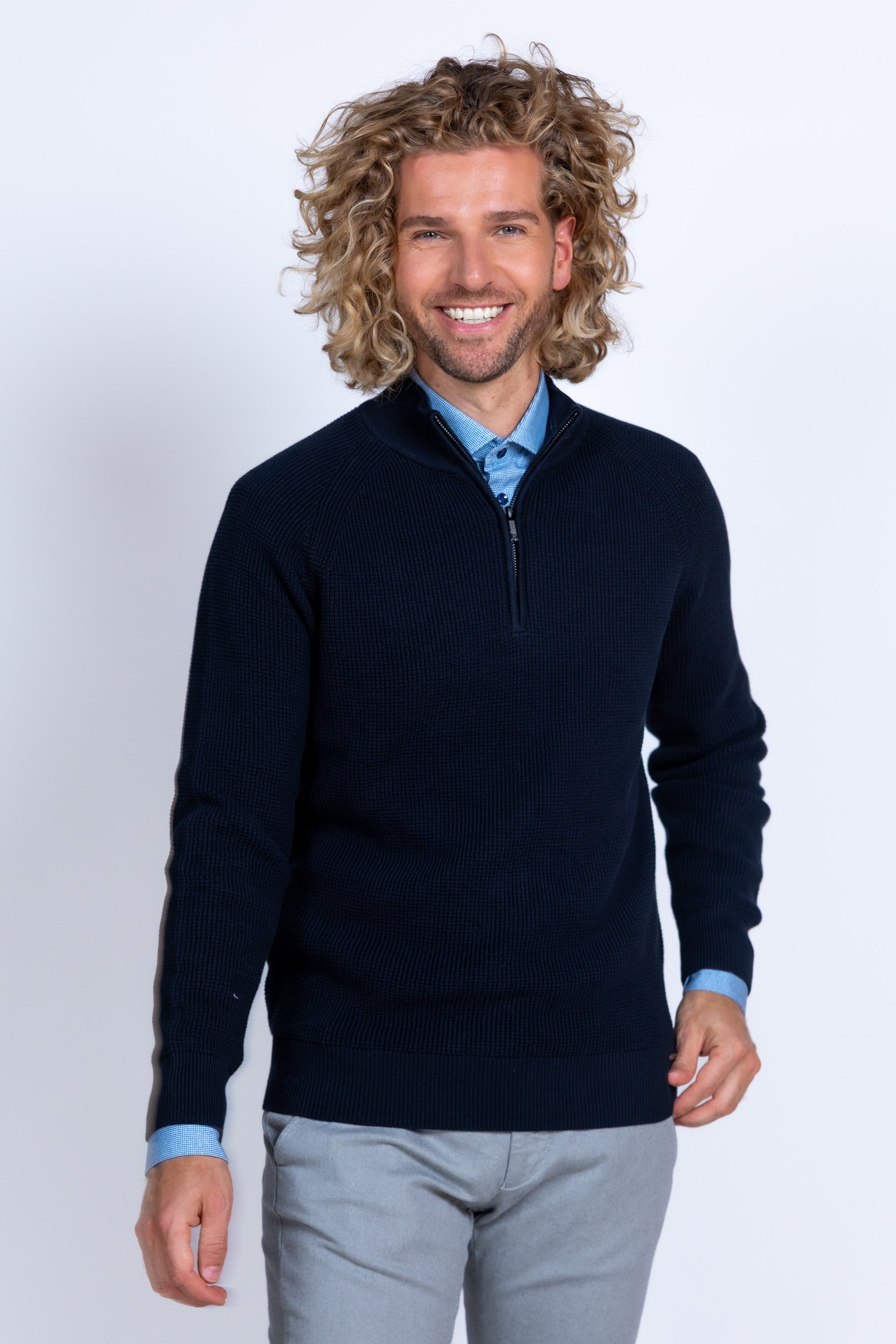 Trui met opstaande kraag - Marine
