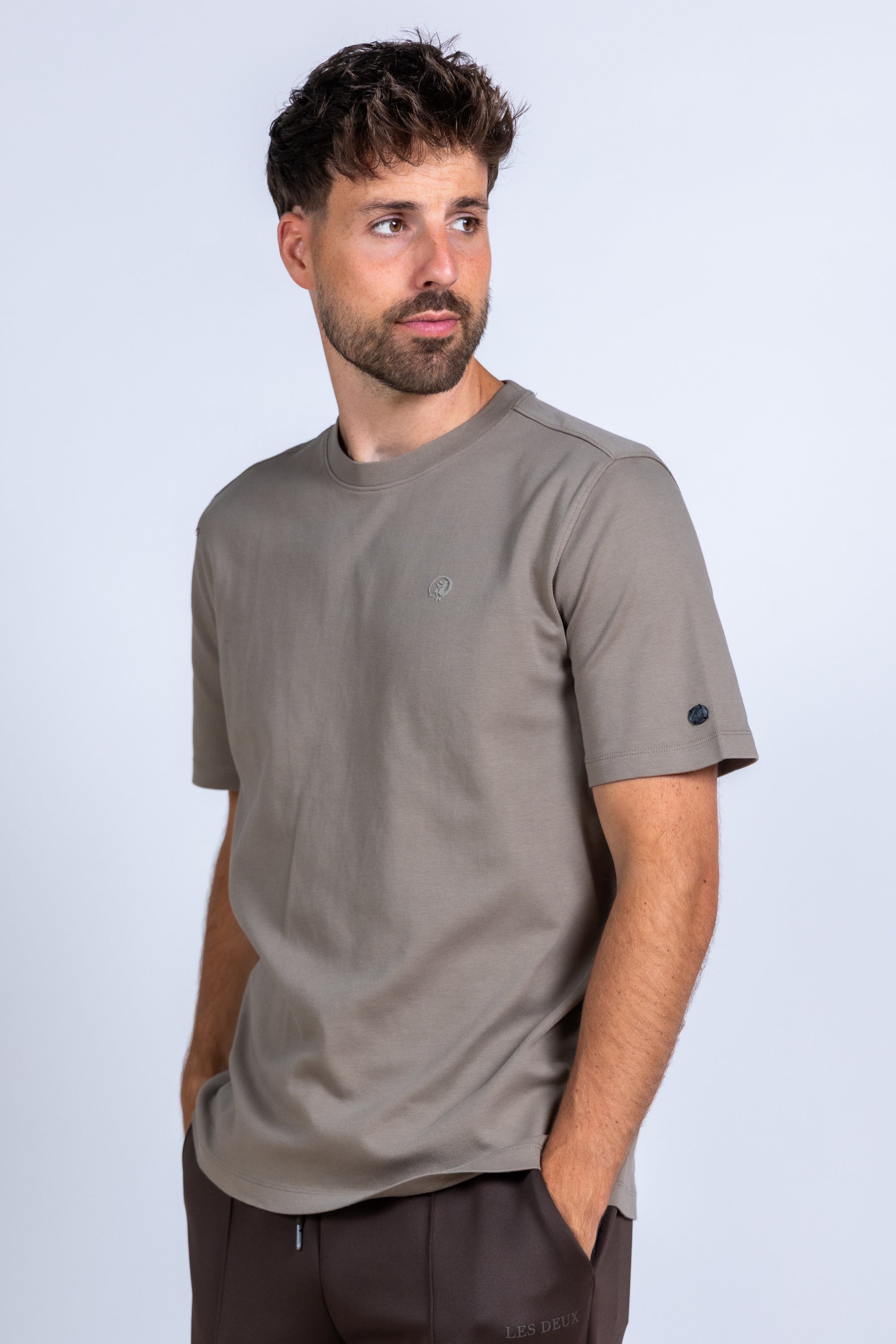 T-shirt met ronde hals - Zand