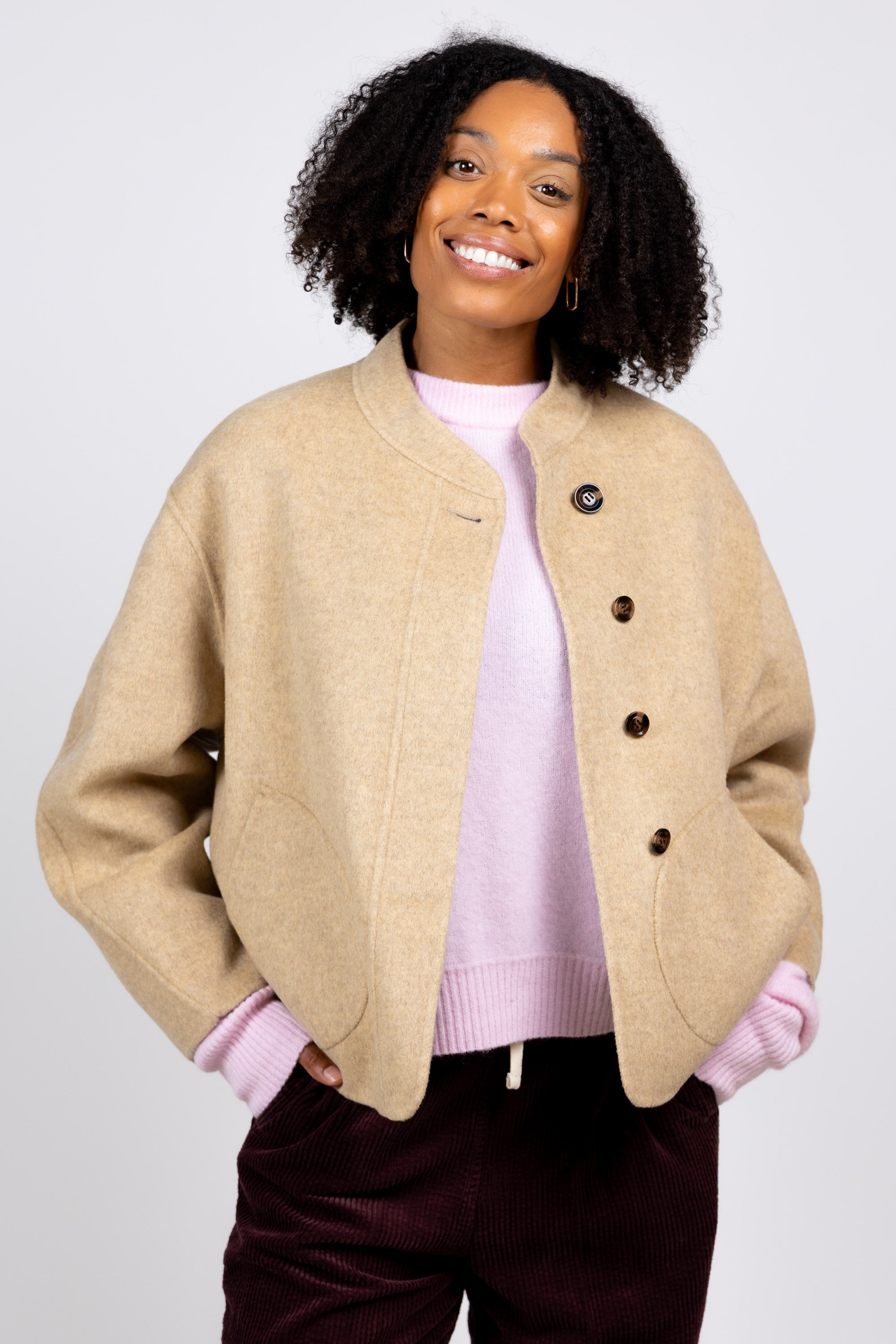 Jasje met ronde hals - Beige