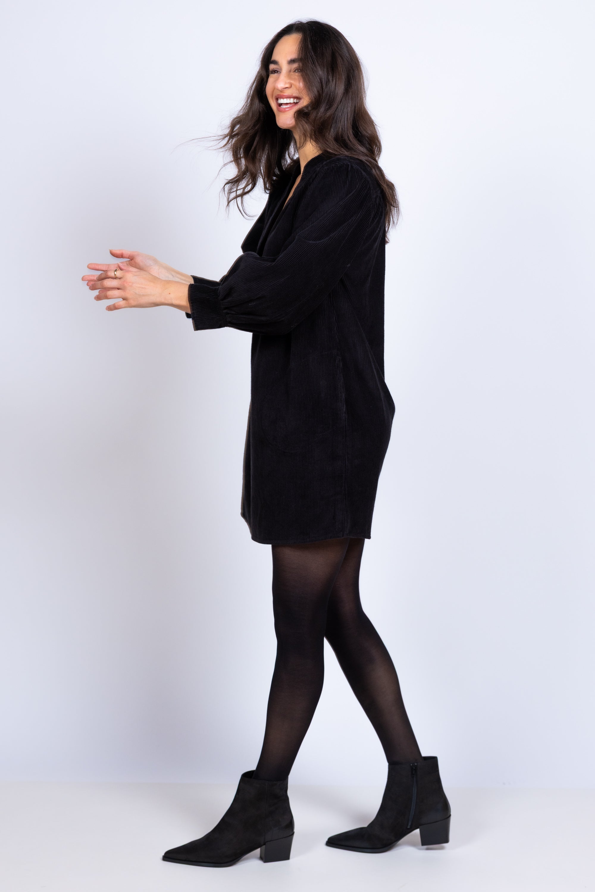 Jurk met lange mouwen - Nearly black