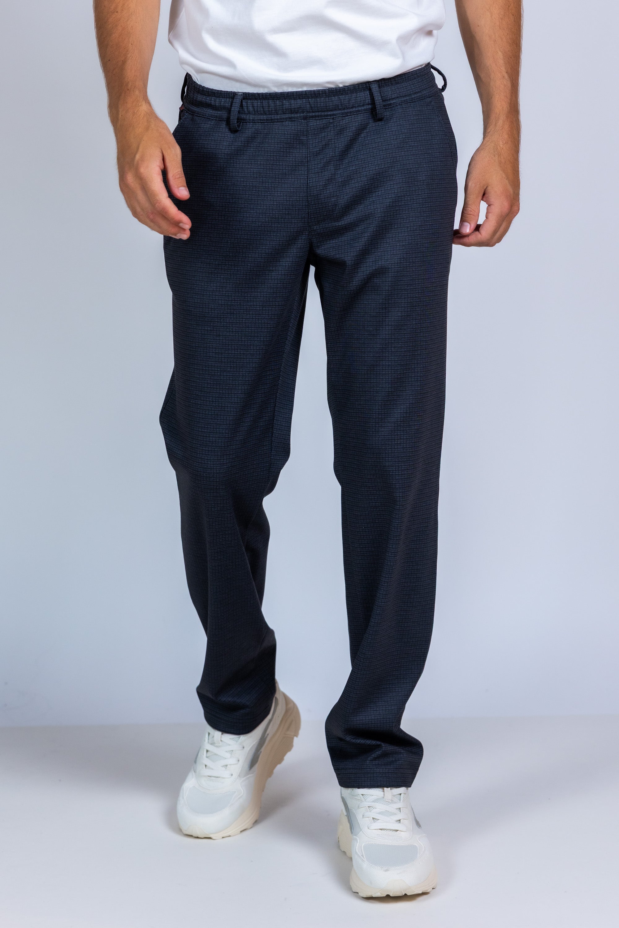 Broek met ruitpatroon - Antraciet
