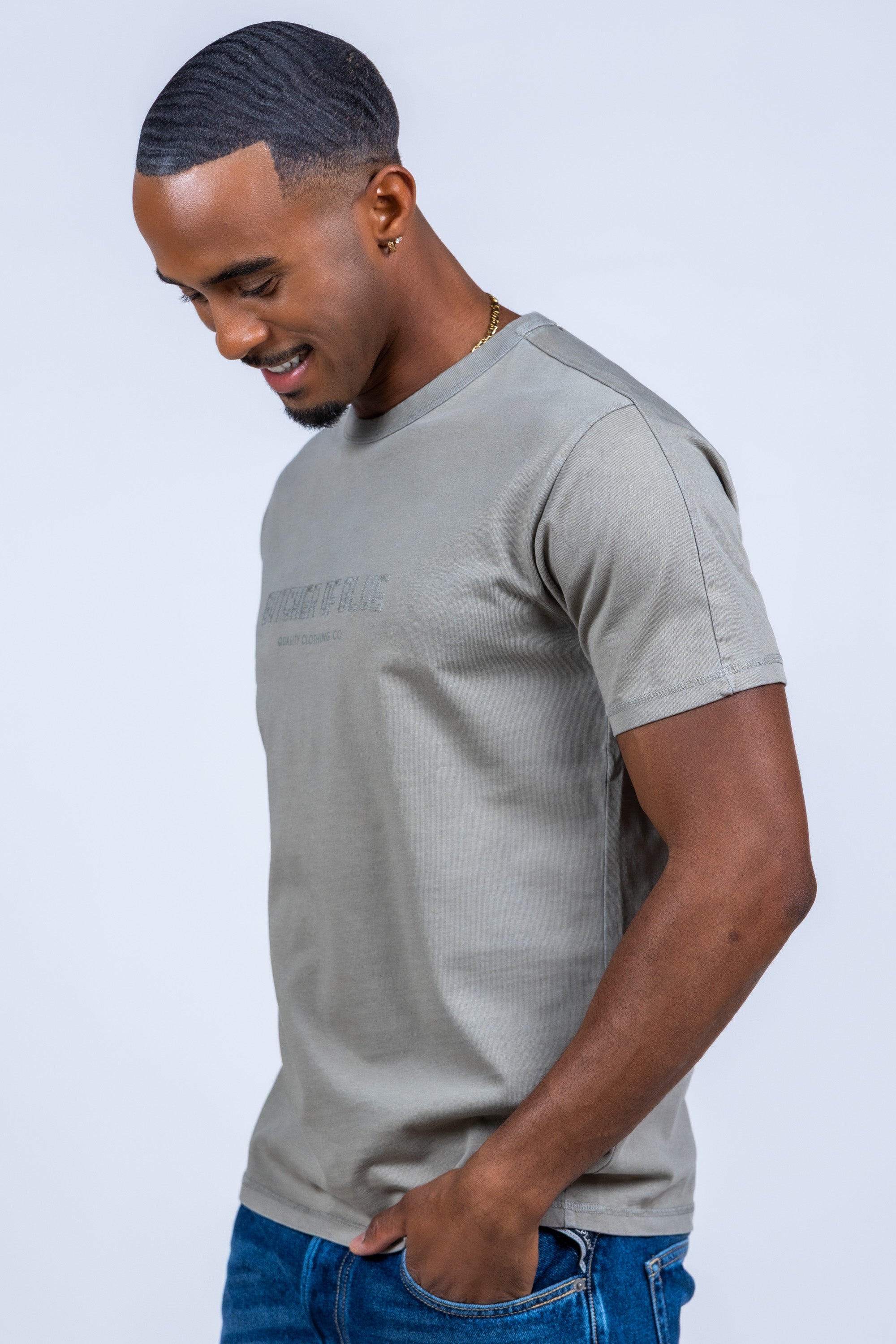 T-shirt met merknaam - Khaki