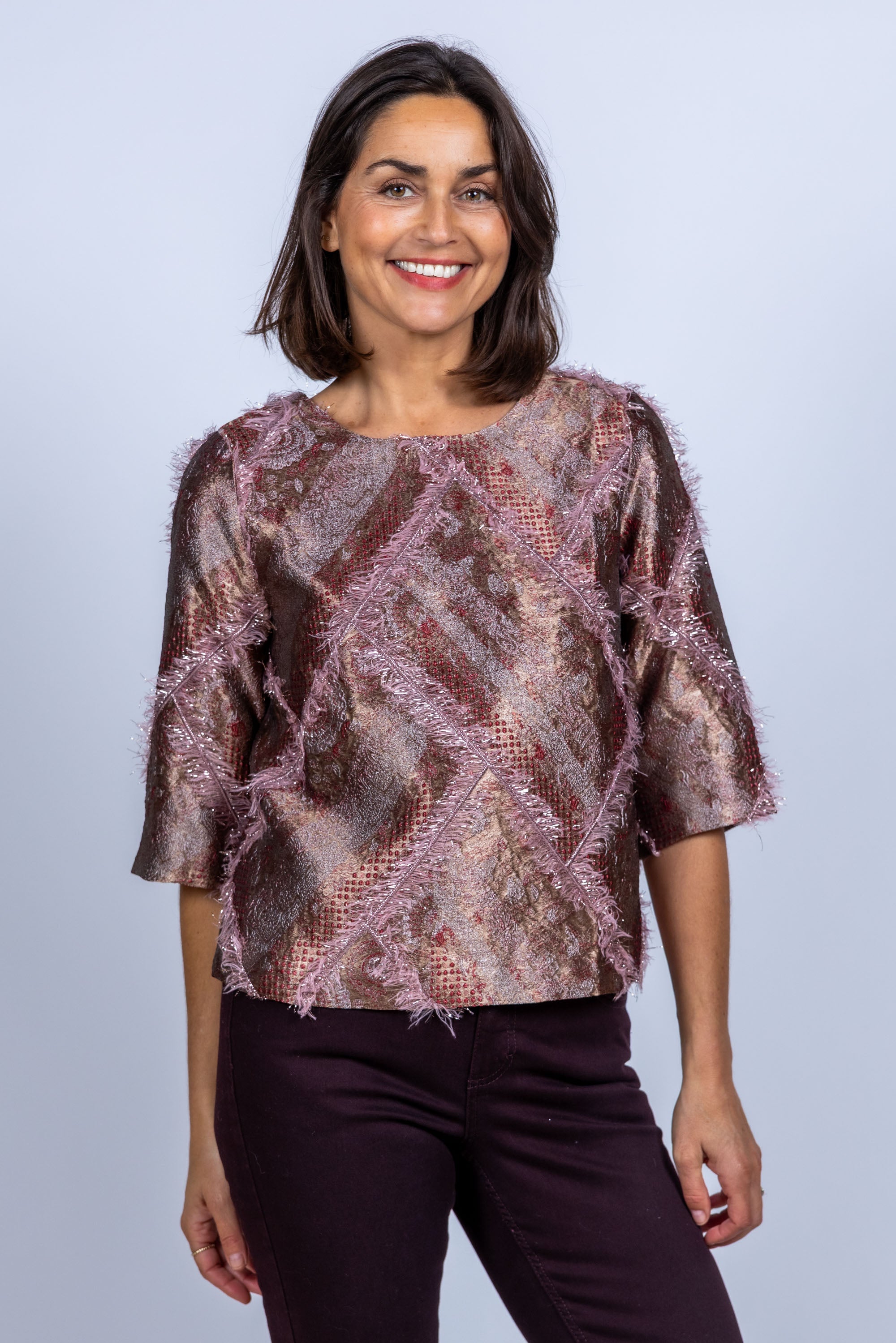 Blouse met structuur - Oudroze