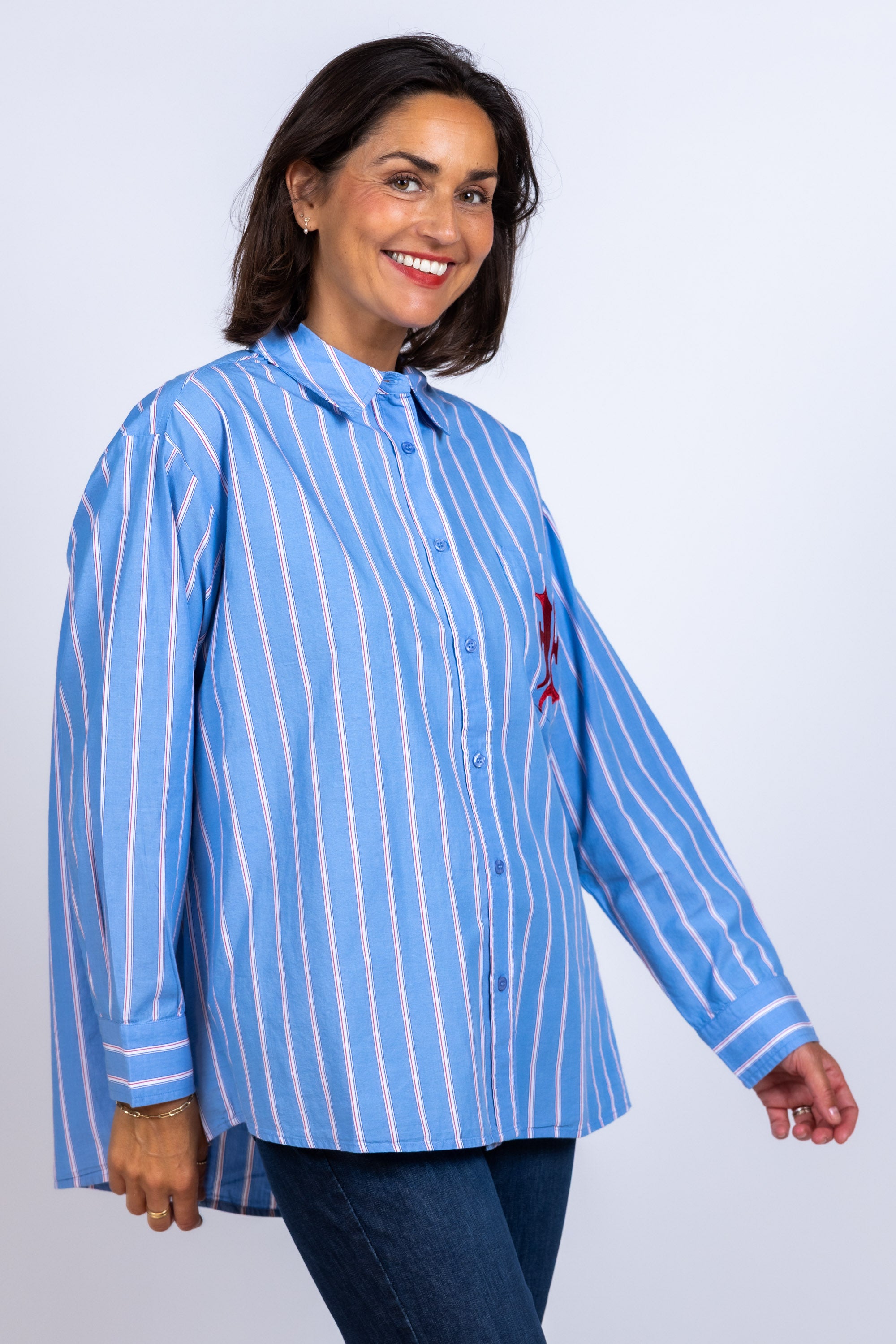 Blouse met strepen - Bleu
