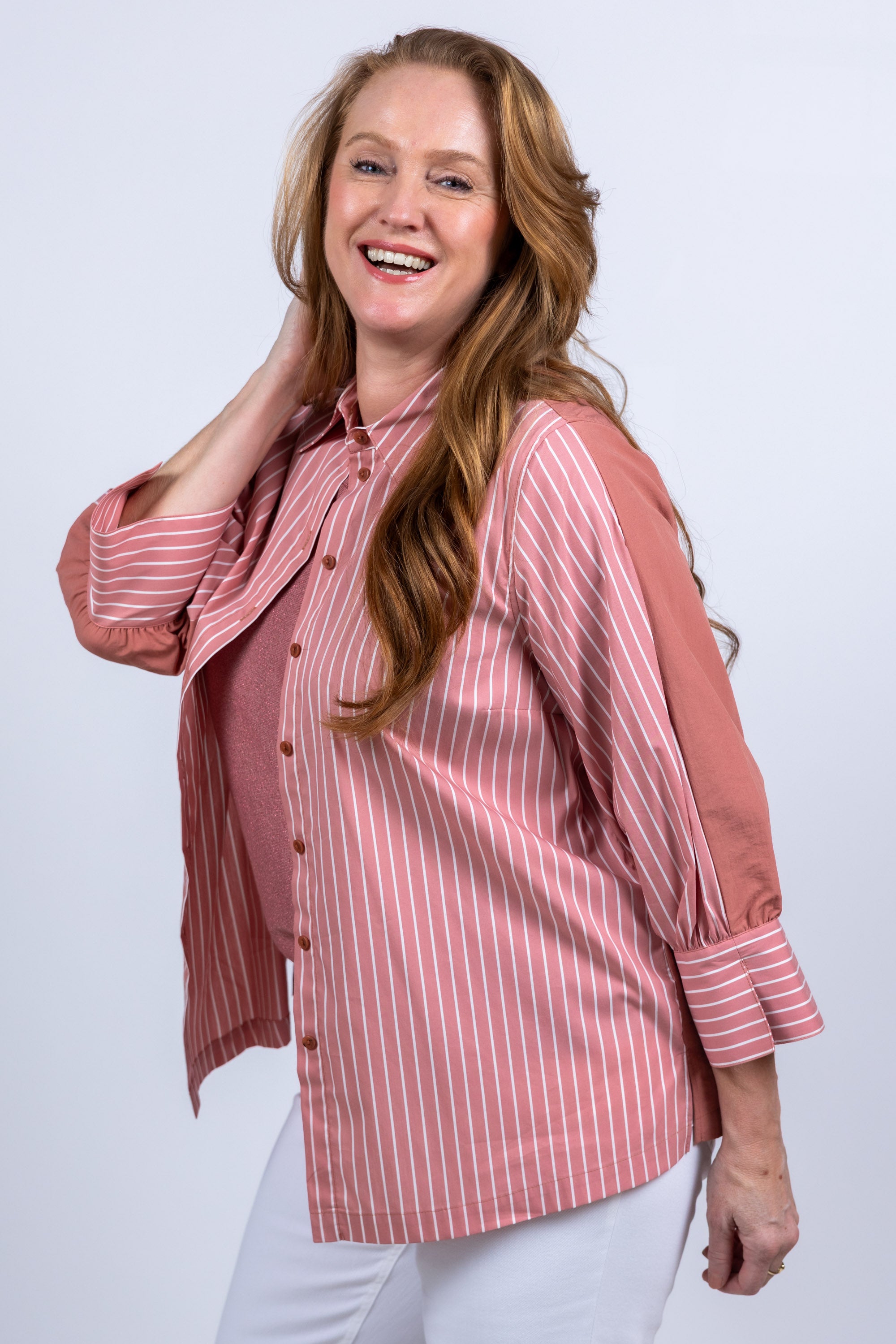 Blouse met strepen - Oudroze