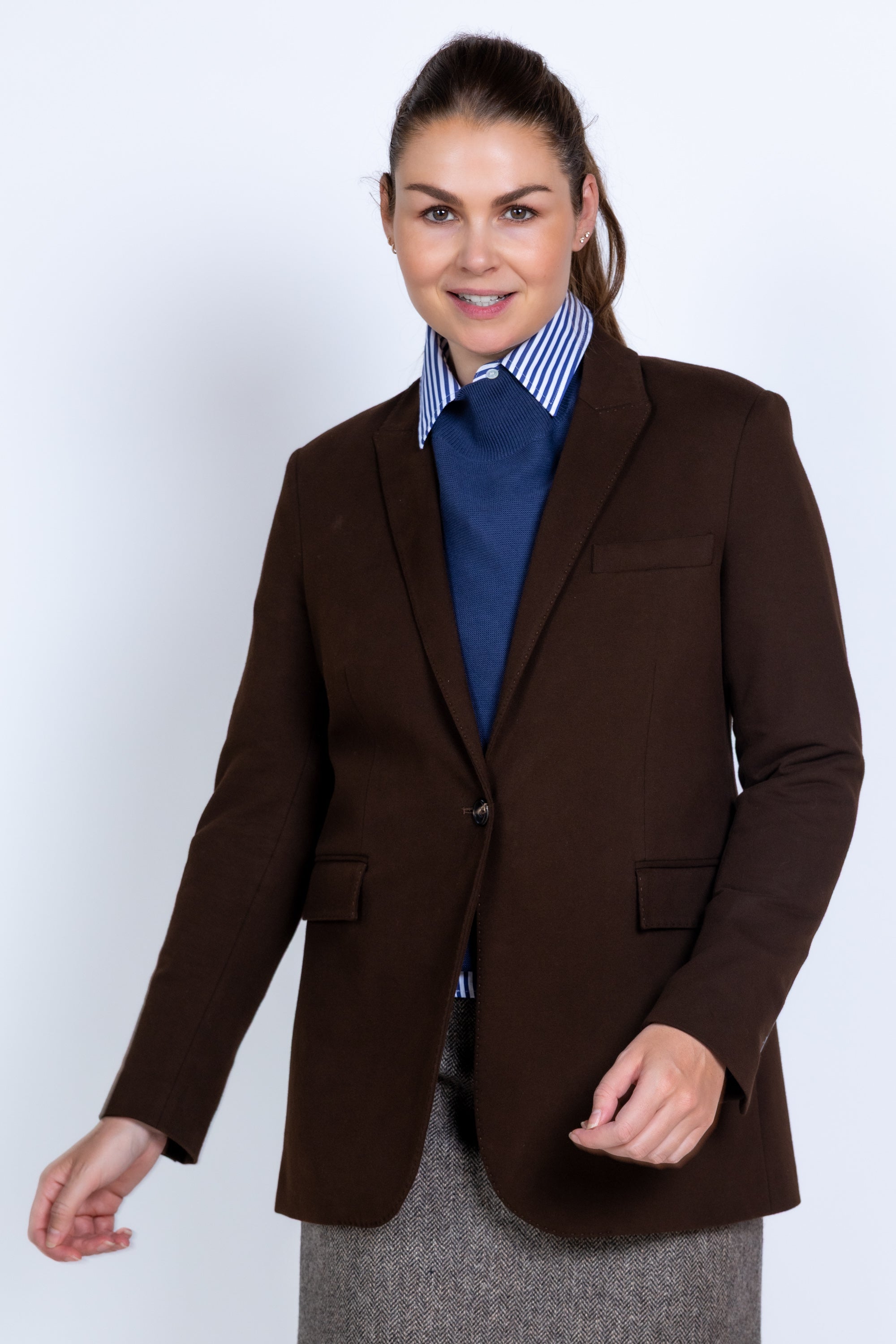 Blazer met knoop - Bruin