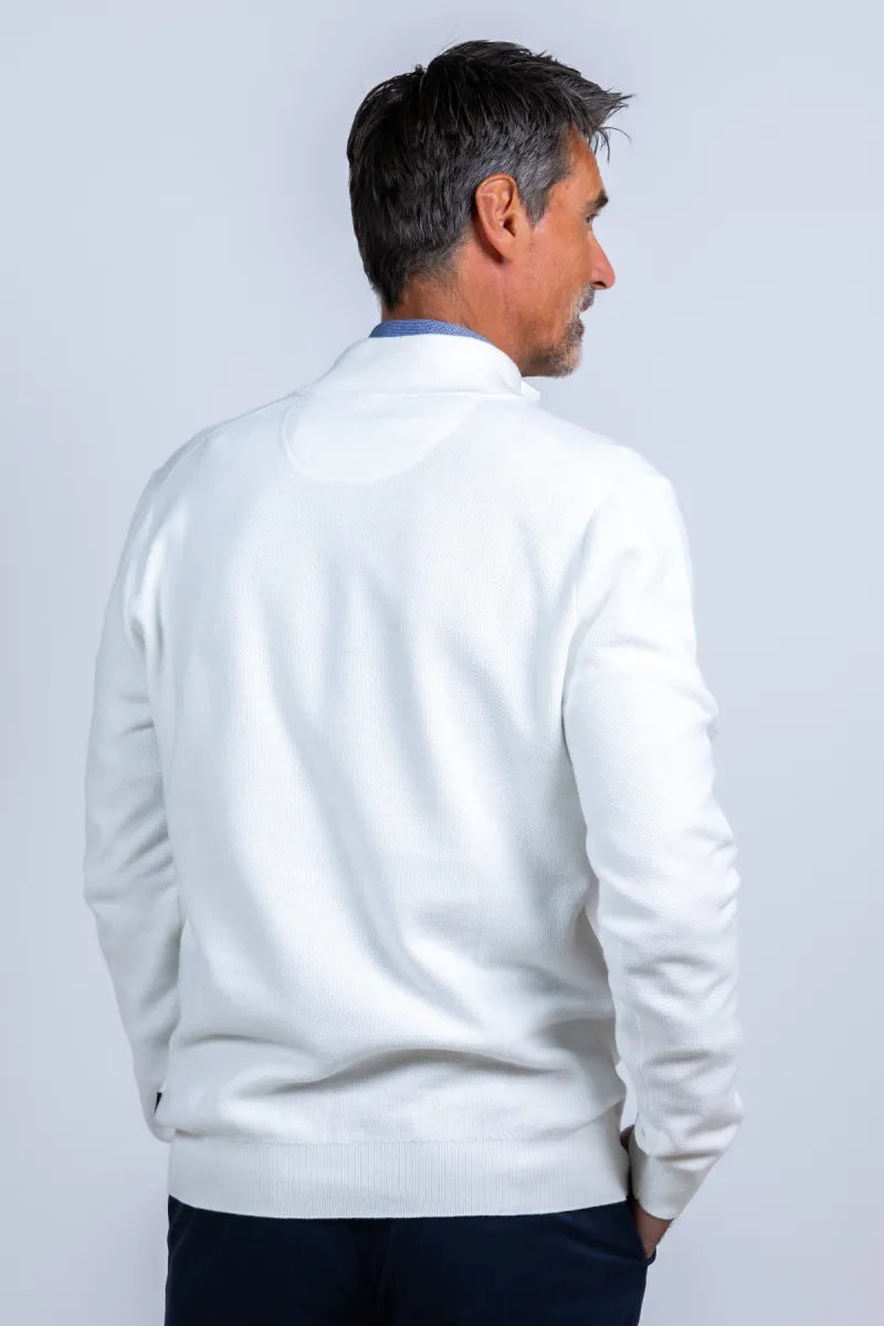 CAVALLARO HEREN CAVALLARO HEREN 118261000 Trui met halve rits - Ecru