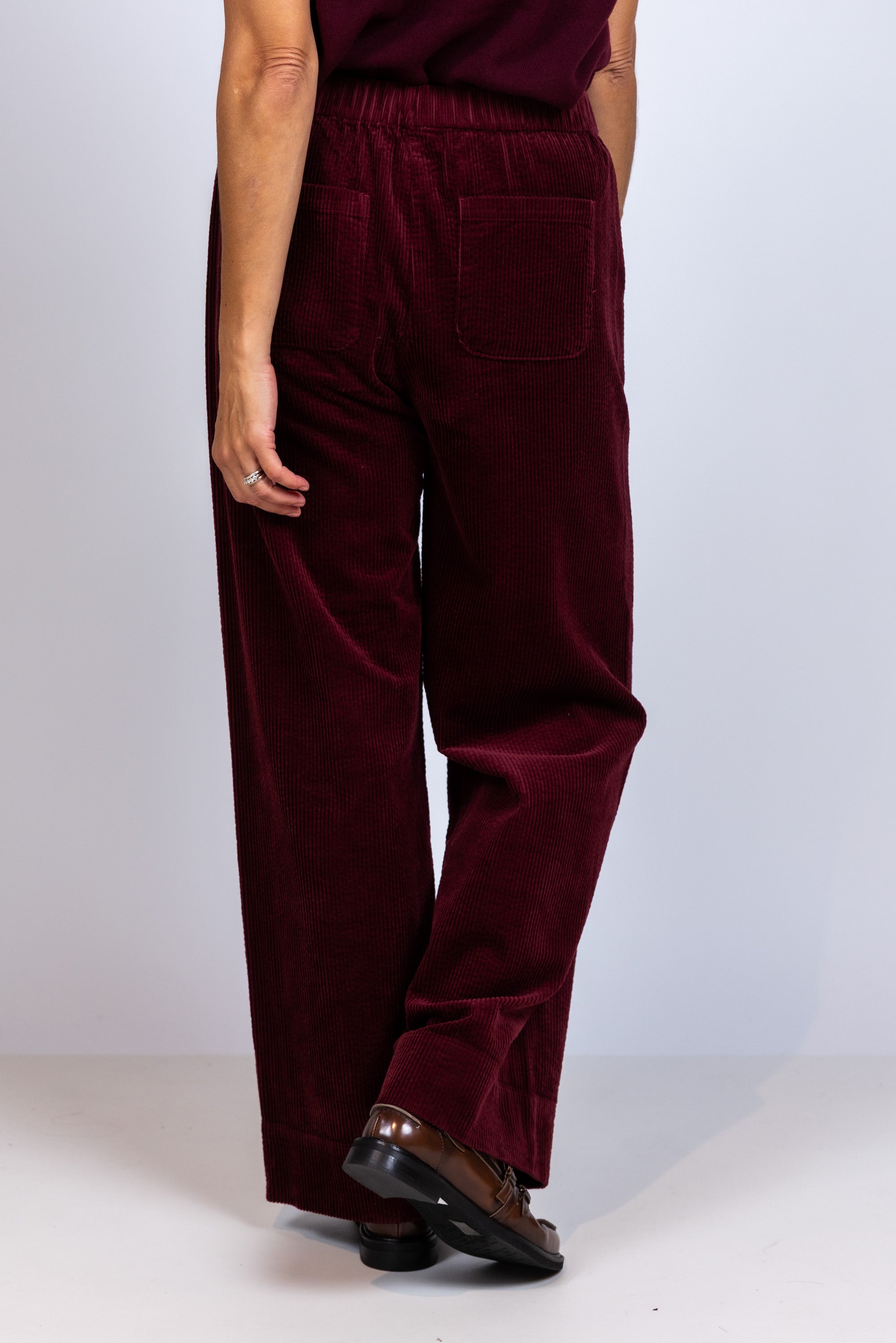 Broek met ribstructuur - Burgundy