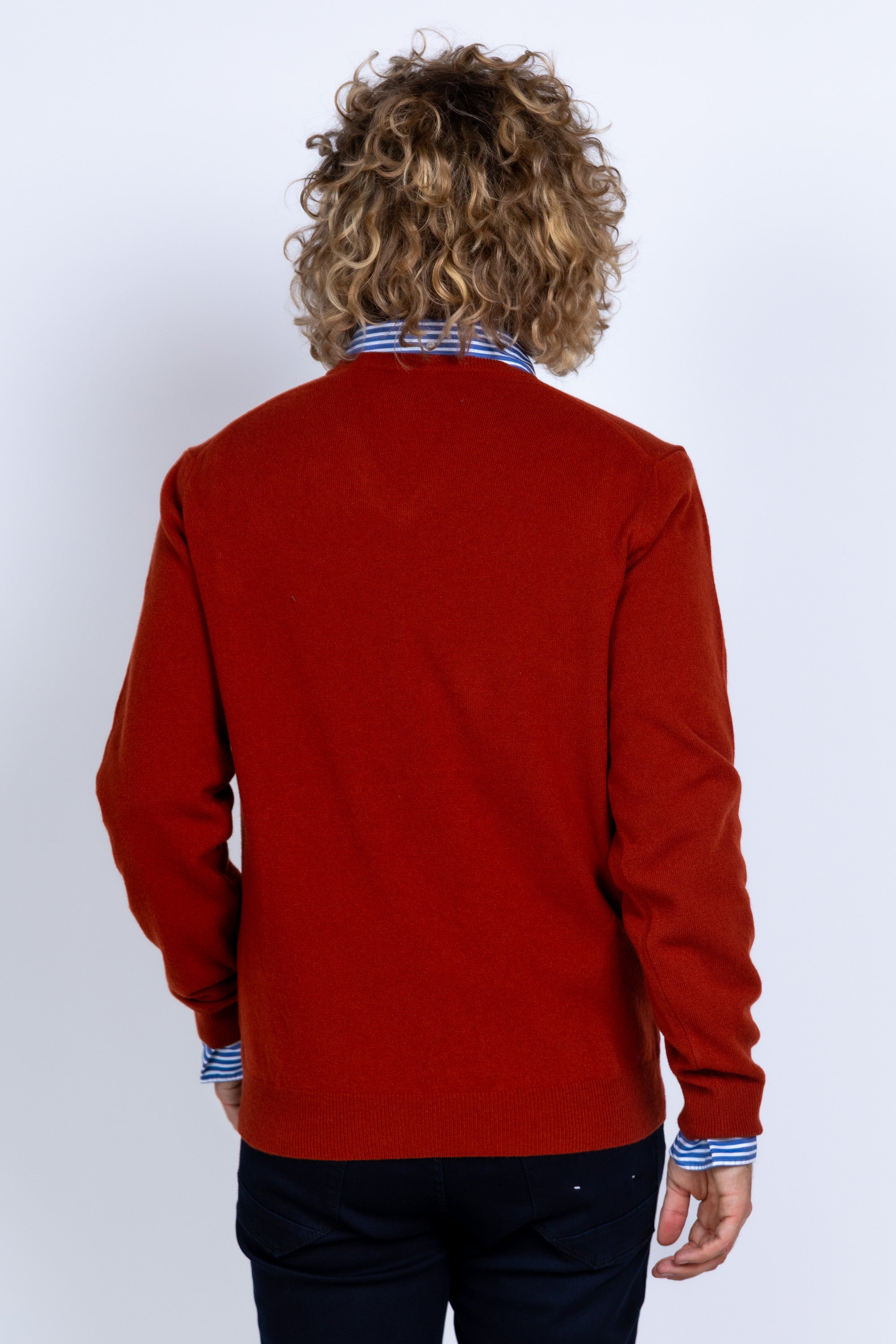 Trui met V-hals - Brique