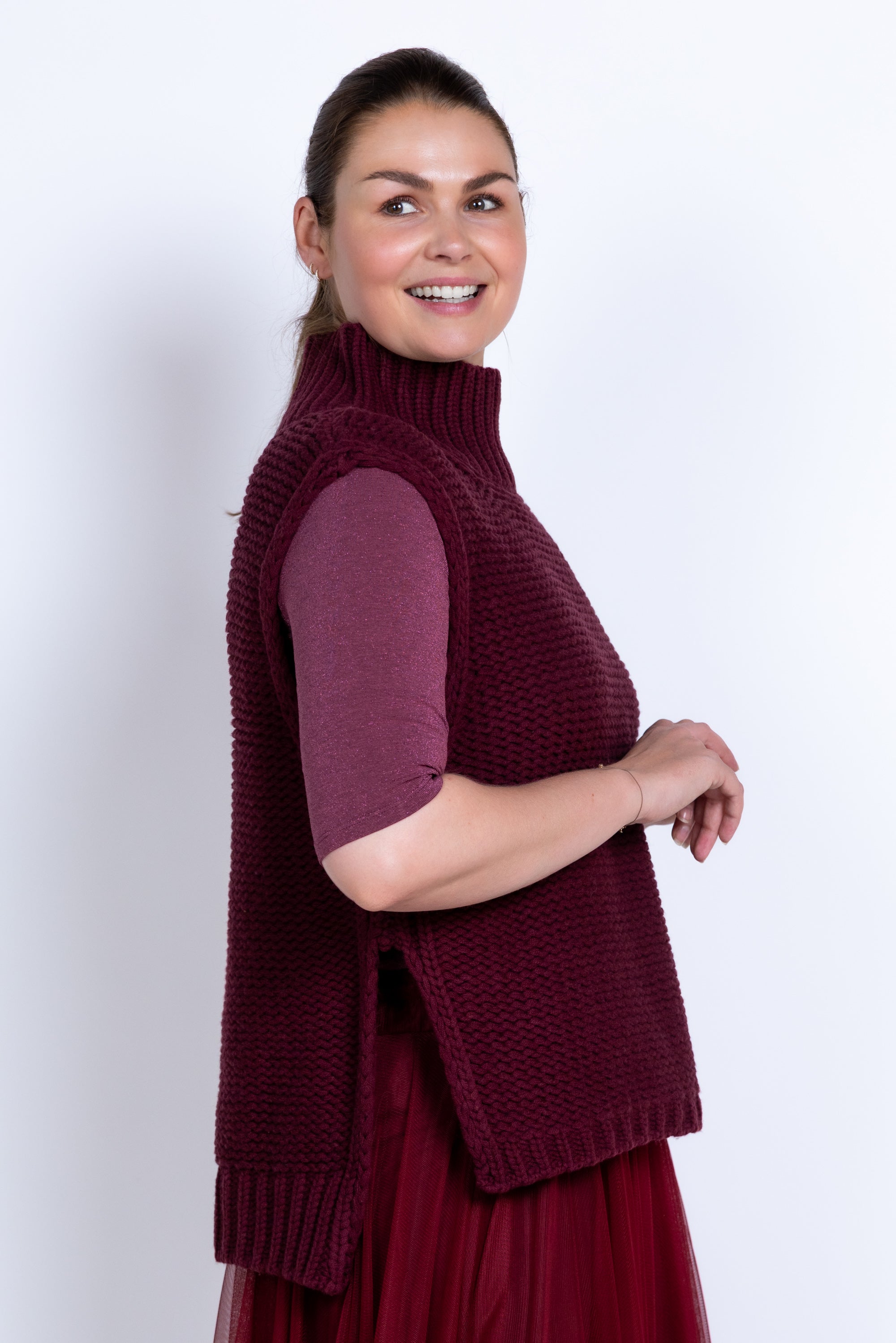 Gebreide spencer - Burgundy