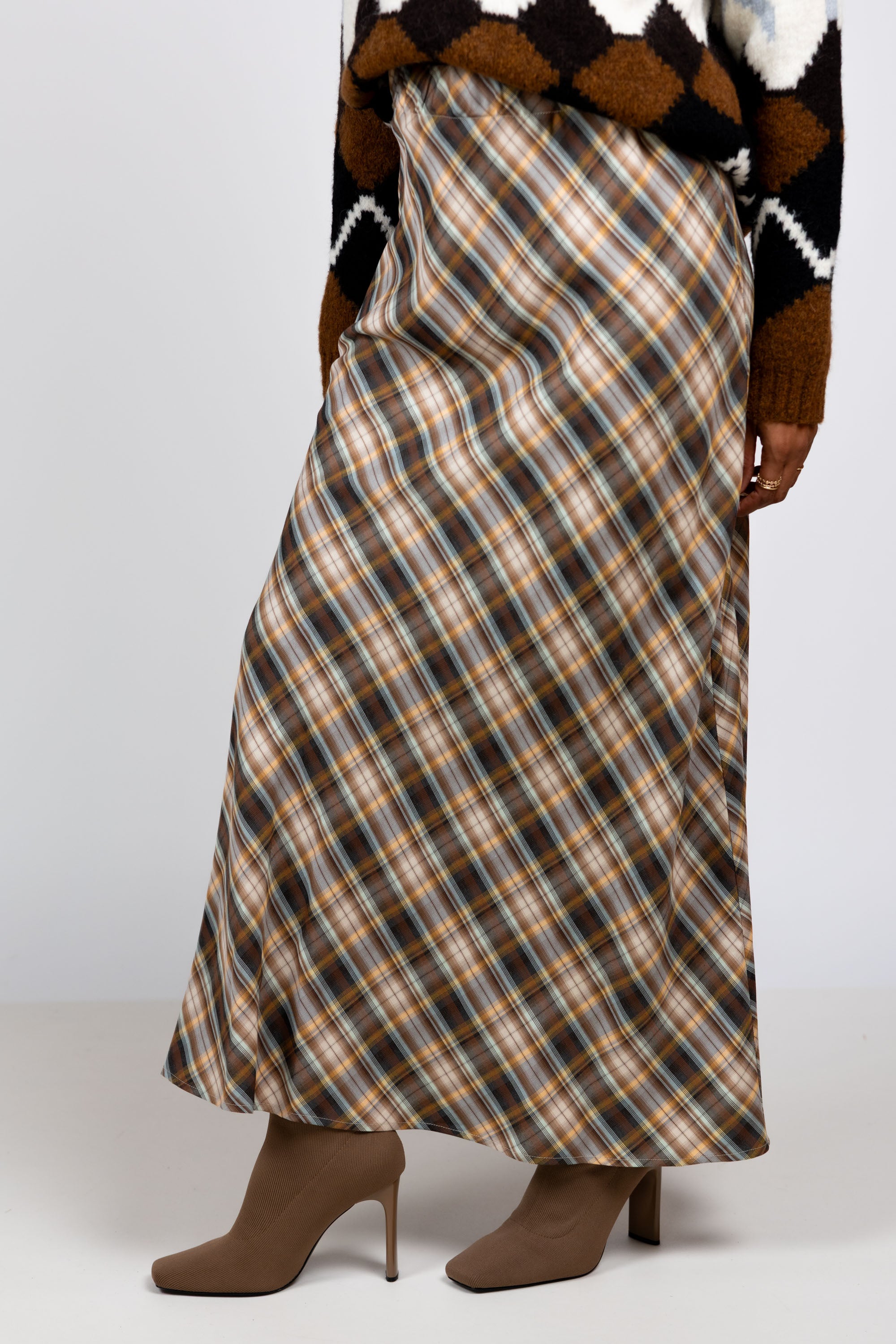Geruite rok - Bruin
