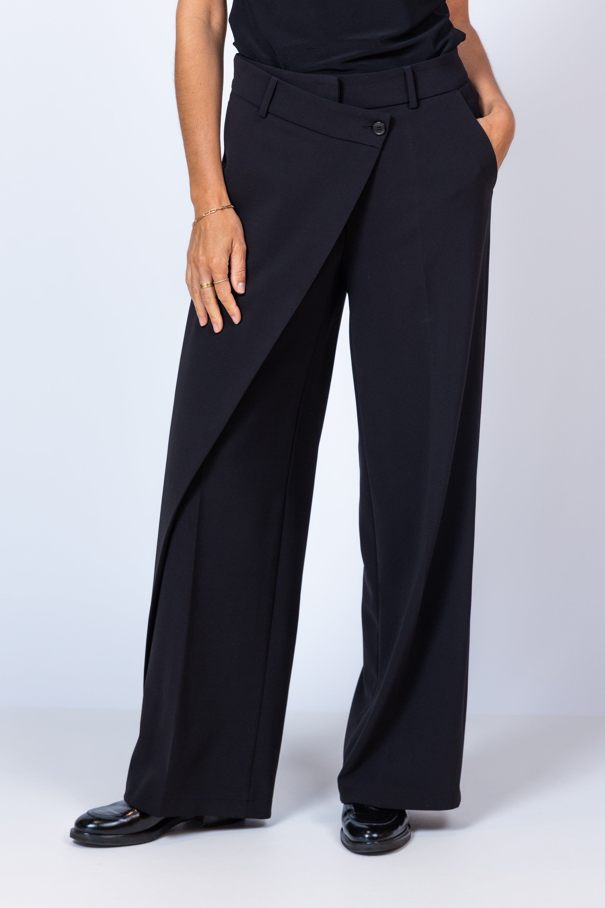 Broek met overslag - Zwart