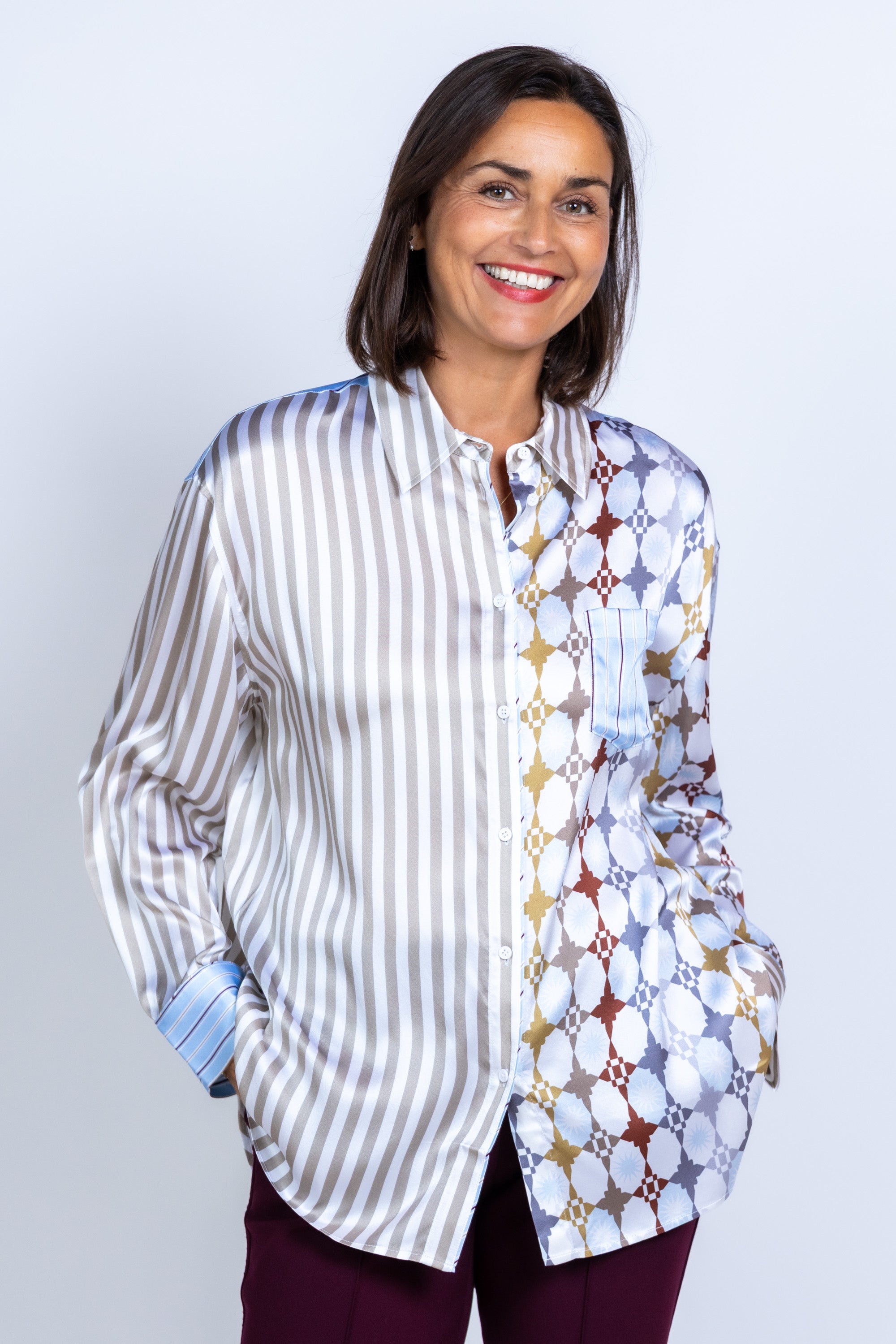 Blouse met print - Licht taupe