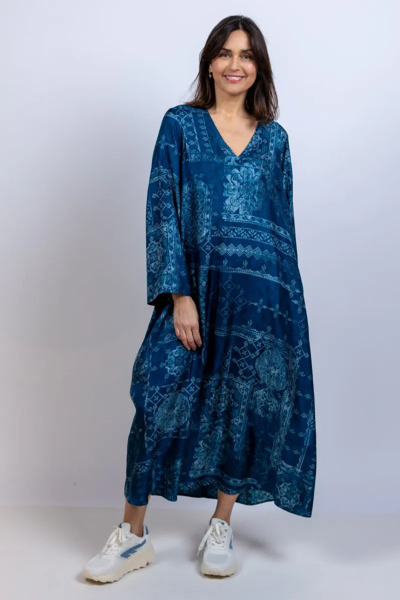 MOMONI MOMONI GARCIA MO01 Maxi jurk met print - Inkt